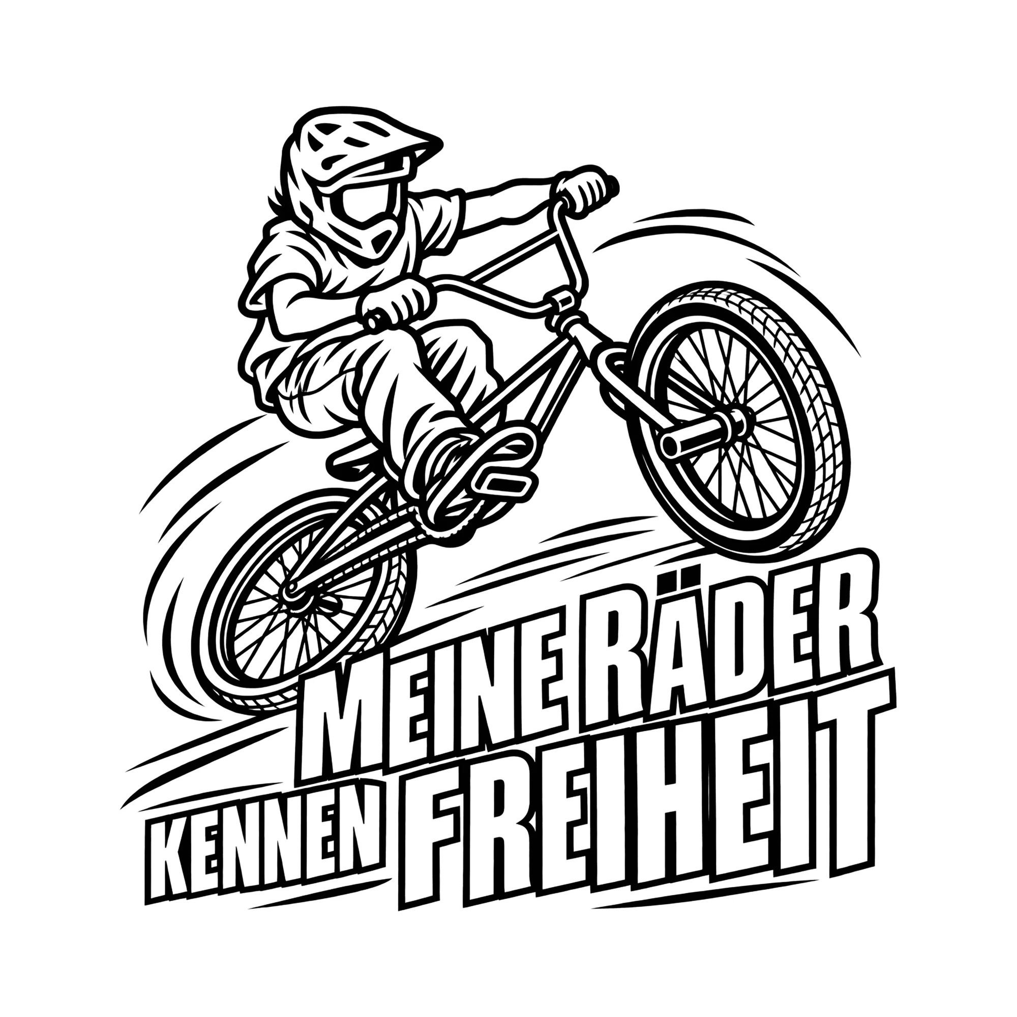 Bügelbild MEINE RÄDER KENNEN FREIHEIT als Grafik auf weißem Hintergrund (BB013665)