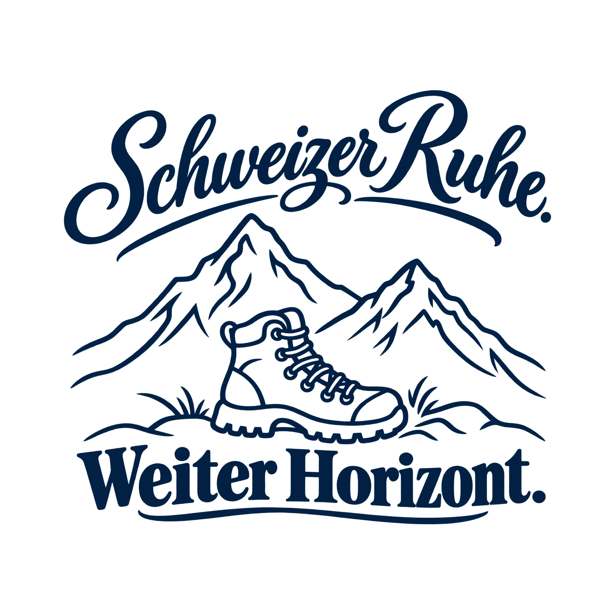 Bügelbild Schweizer Ruhe. Weiter Horizont. als Grafik auf weißem Hintergrund (BB013682)