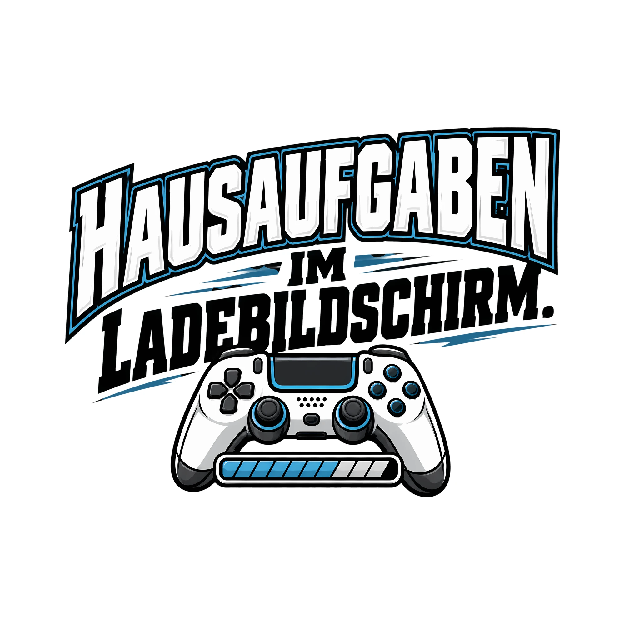 Bügelbild HAUSAUFGABEN IM LADEBILDSCHIRM. als Grafik auf weißem Hintergrund (BB012797)