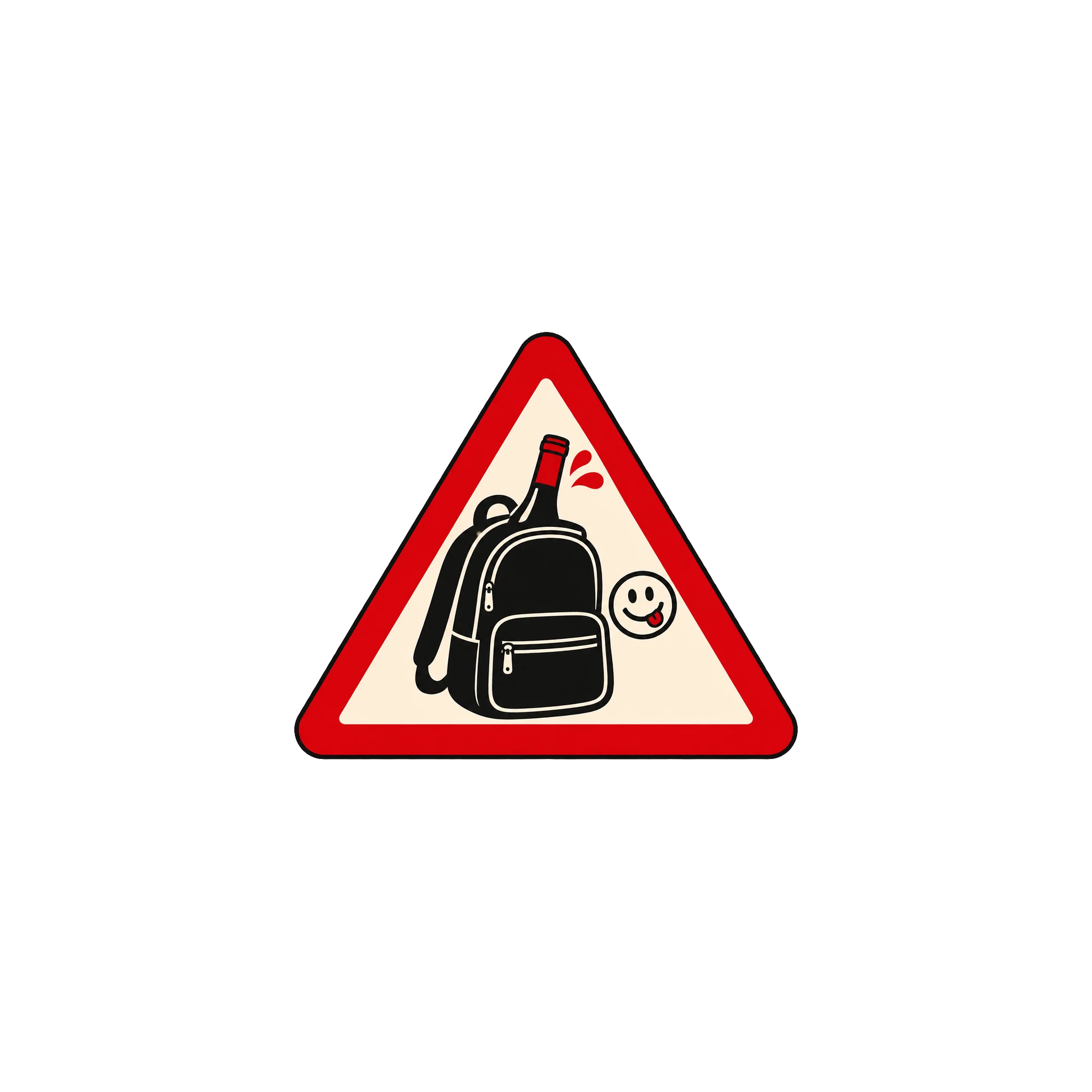 Bügelbild freundschaft warndreieck rucksack als Grafik auf weißem Hintergrund (BB011399)