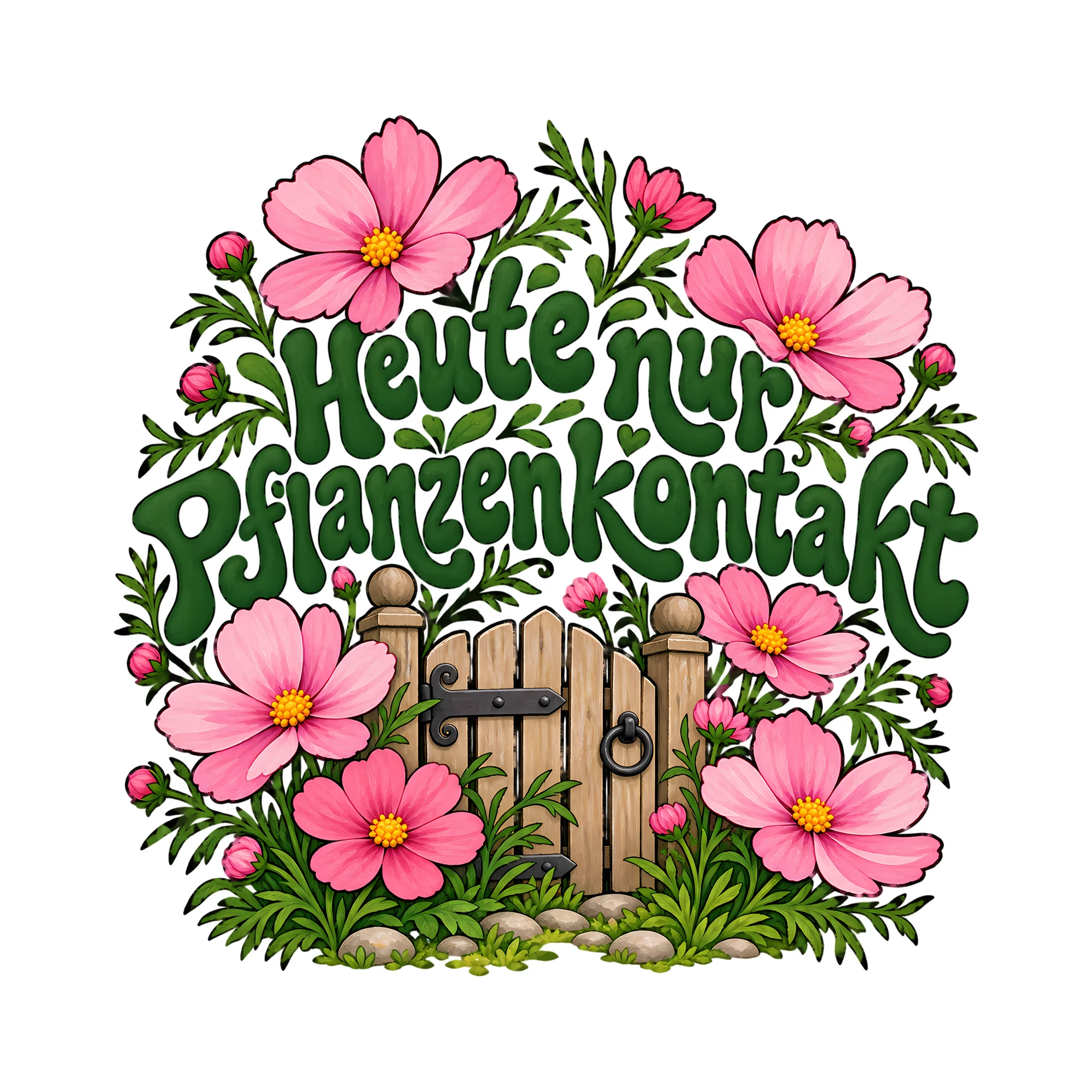 Bügelbild Heute nur Pflanzenkontakt als Grafik auf weißem Hintergrund (BB013236)