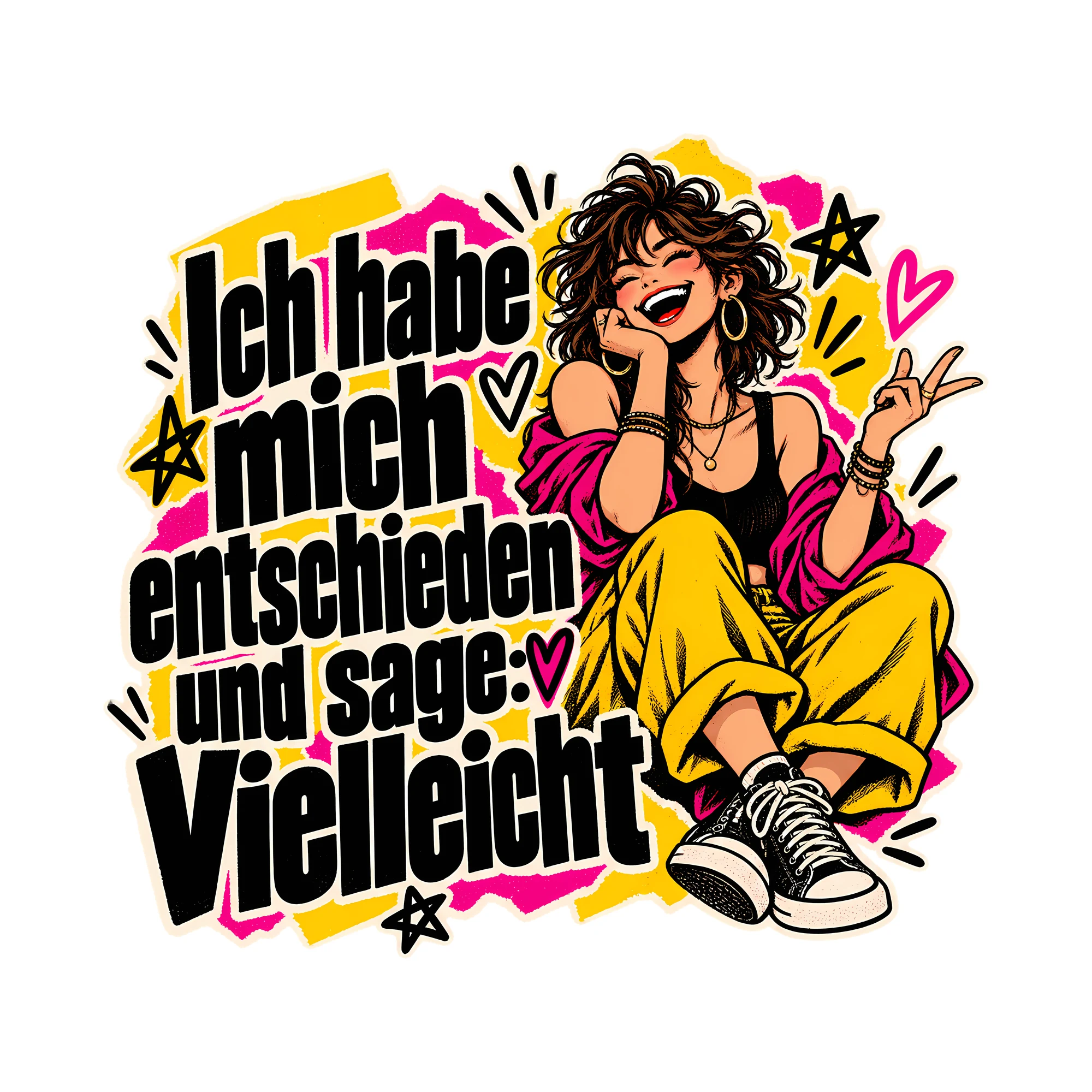 Bügelbild Ich habe mich entschieden und sage: Vielleicht, Lustiger Shirt Spruch als Grafik auf weißem Hintergrund (BB014681)