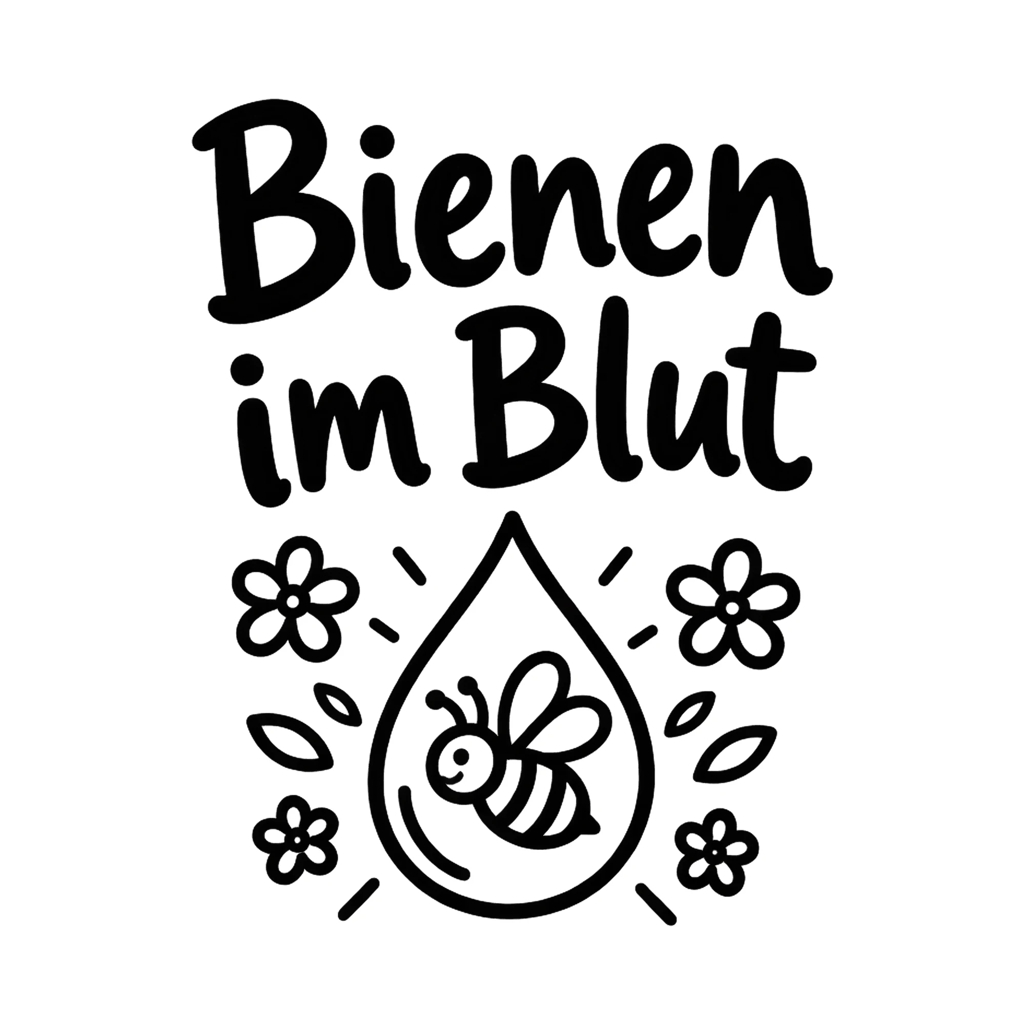 Bügelbild Bienen im Blut als Grafik auf weißem Hintergrund (BB019314)