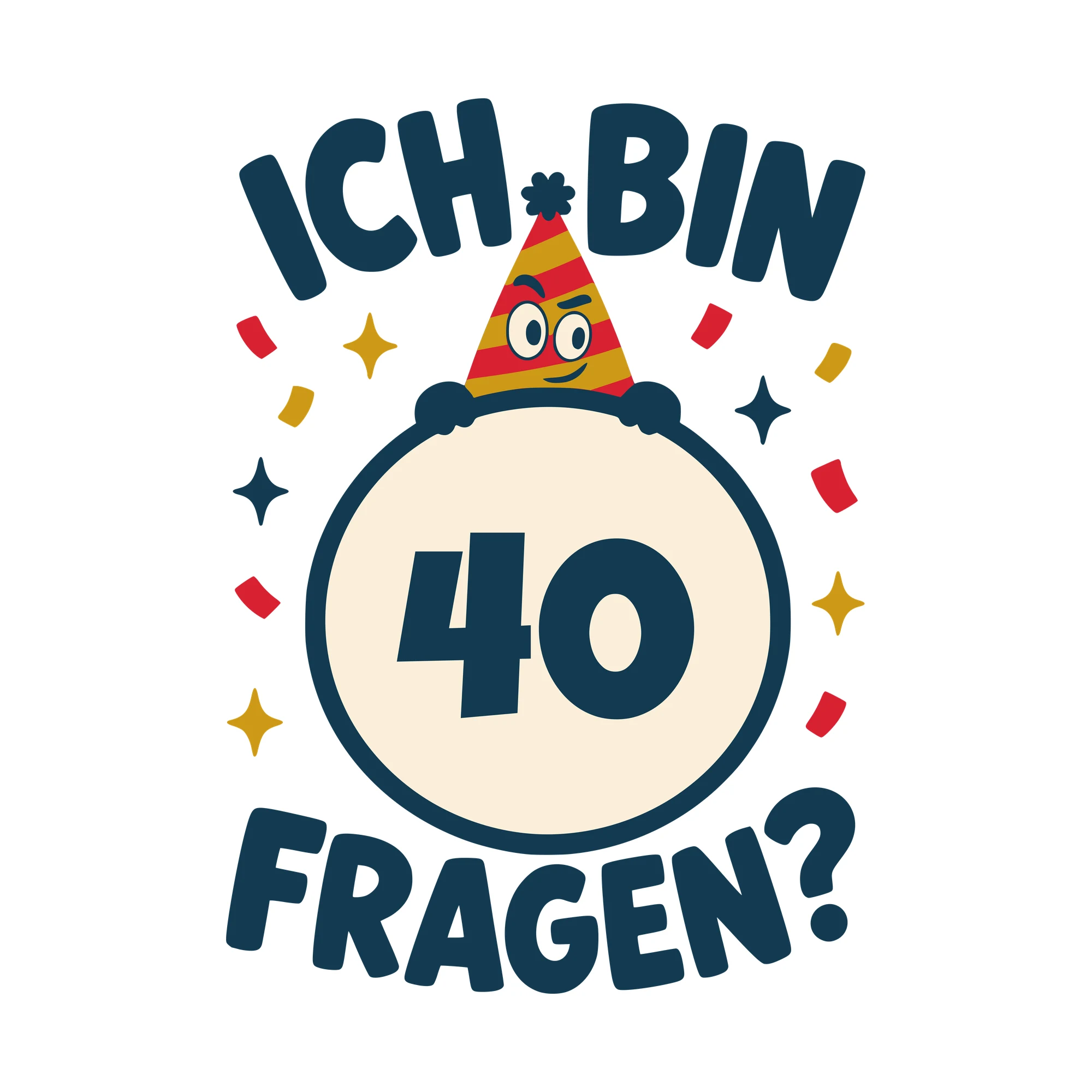 Bügelbild Ich bin. Fragen? mit Zahl als Grafik auf weißem Hintergrund (BB010404)