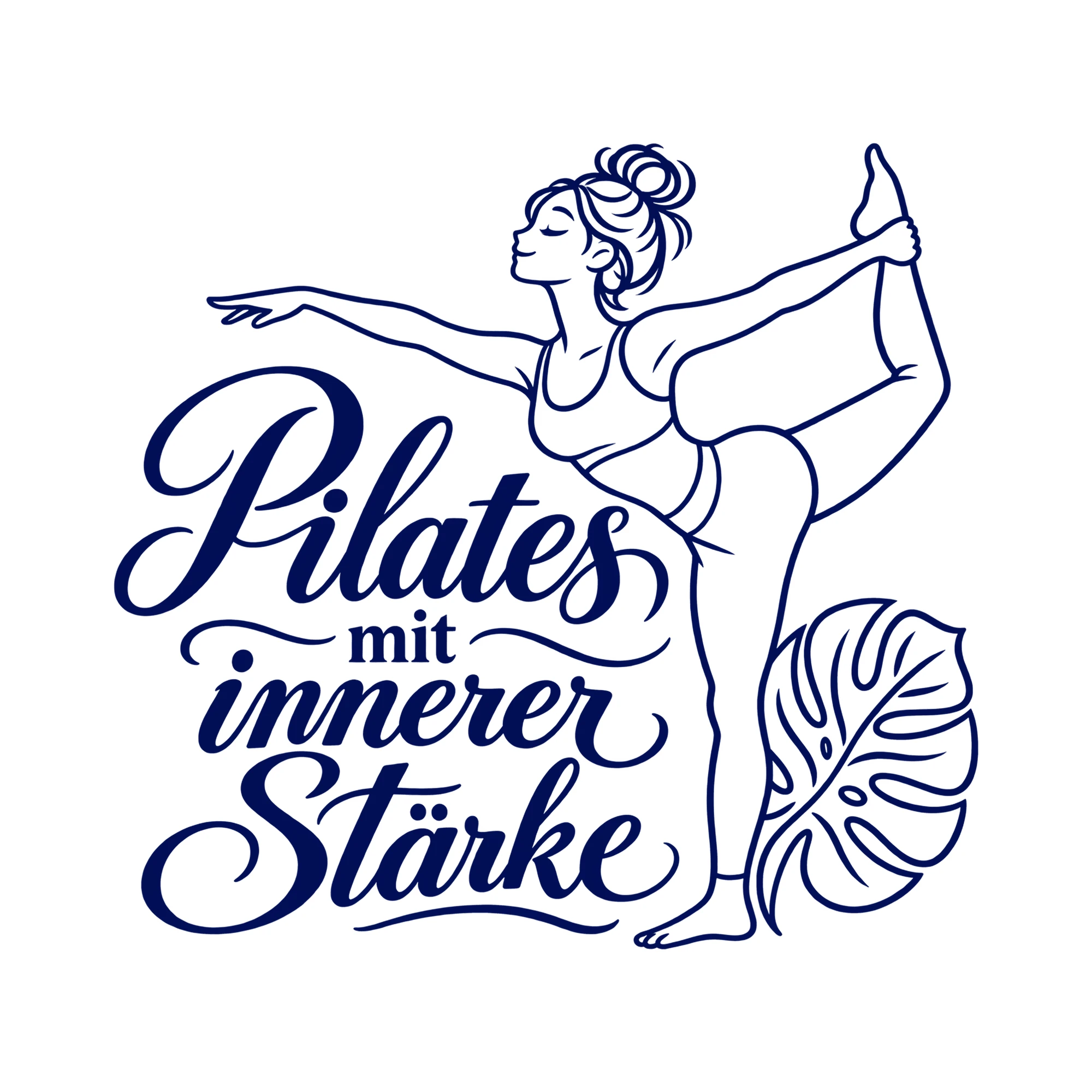 Bügelbild Pilates mit innerer Stärke als Grafik auf weißem Hintergrund (BB013846)