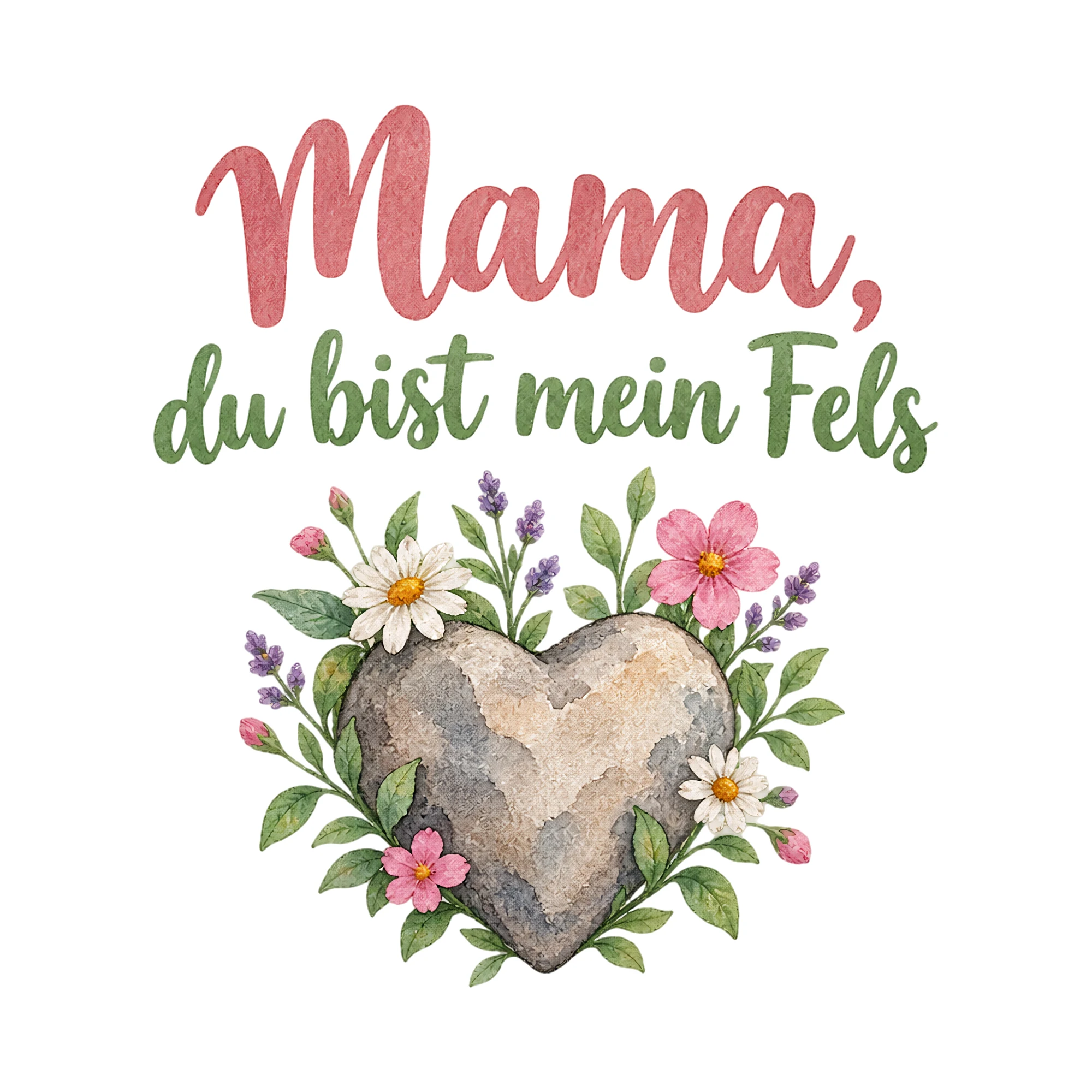 Bügelbild Mama, du bist mein Fels, Mama Papa Shirt Spruch als Grafik auf weißem Hintergrund (BB018677)