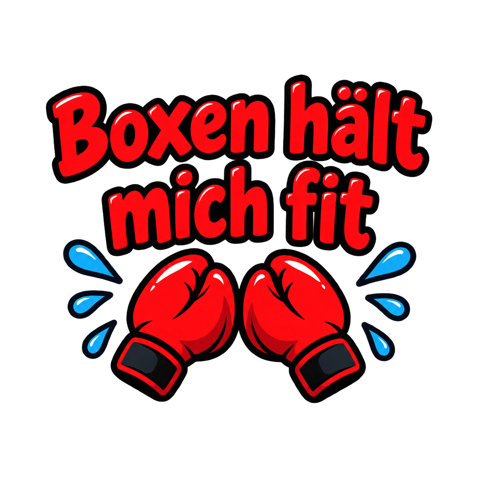 Bügelbild Boxen hält mich fit als Grafik auf weißem Hintergrund (BB018467)