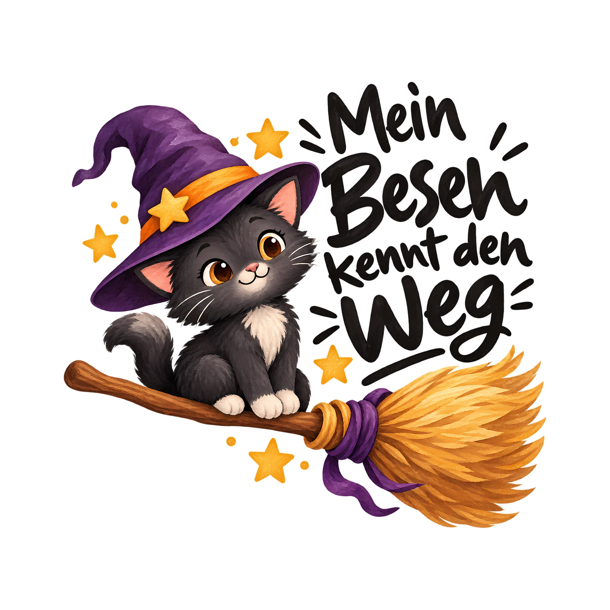 Bügelbild Mein Besen kennt den Weg als Grafik auf weißem Hintergrund (BB012622)