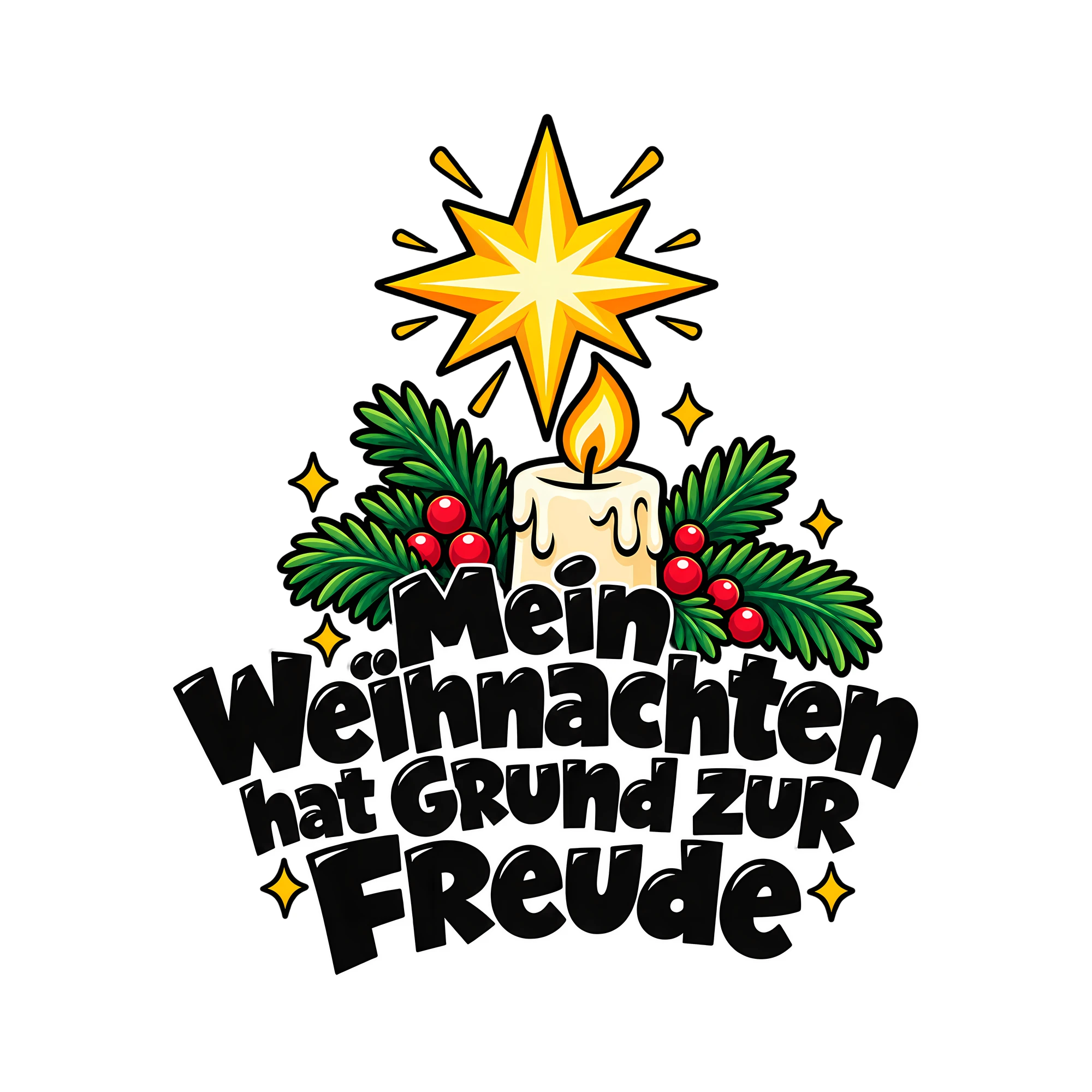 Bügelbild Mein Weihnachten hat Grund zur Freude als Grafik auf weißem Hintergrund (BB013934)