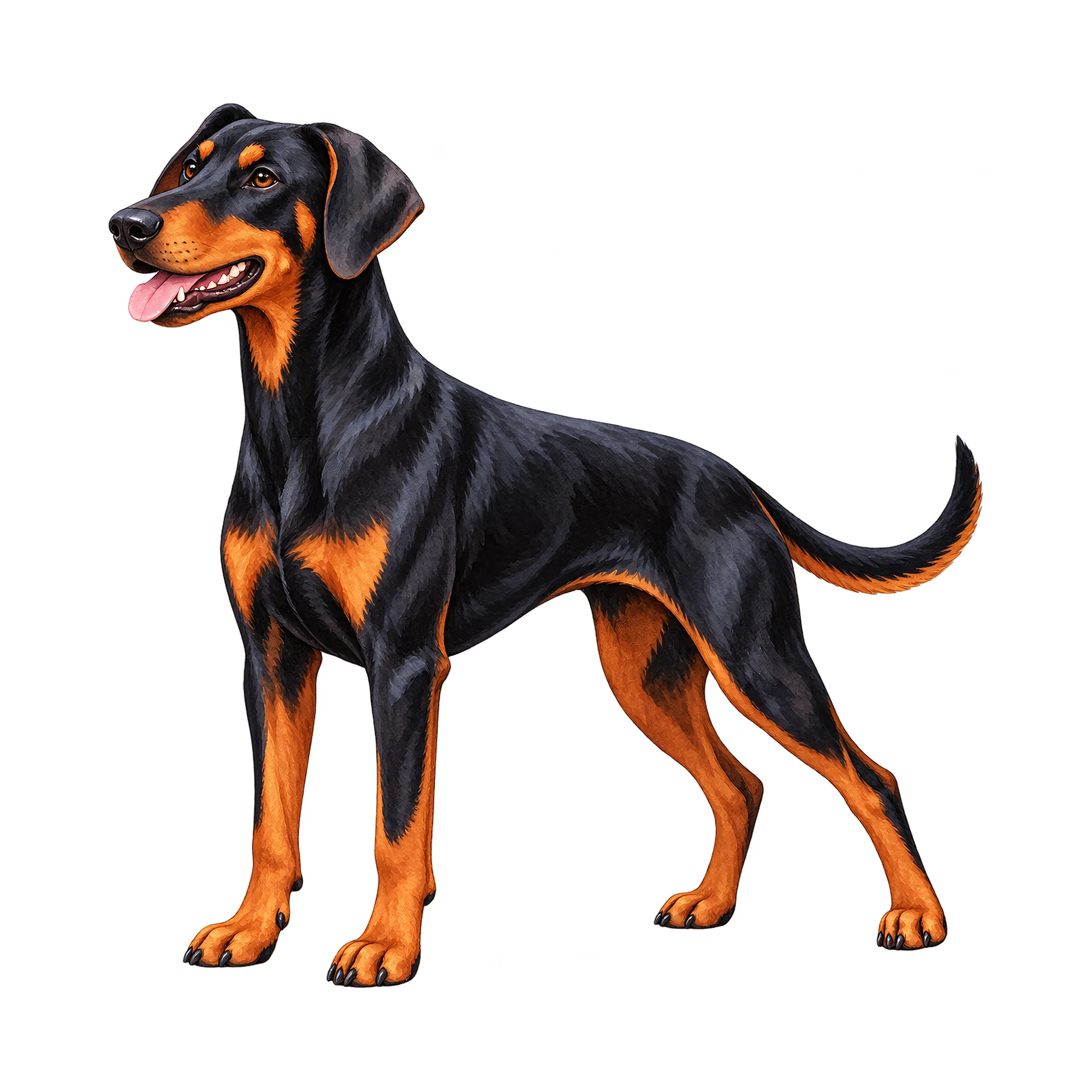 Bügelbild Dobermann, Lustiger Shirt Motiv als Grafik auf weißem Hintergrund (BB015722)