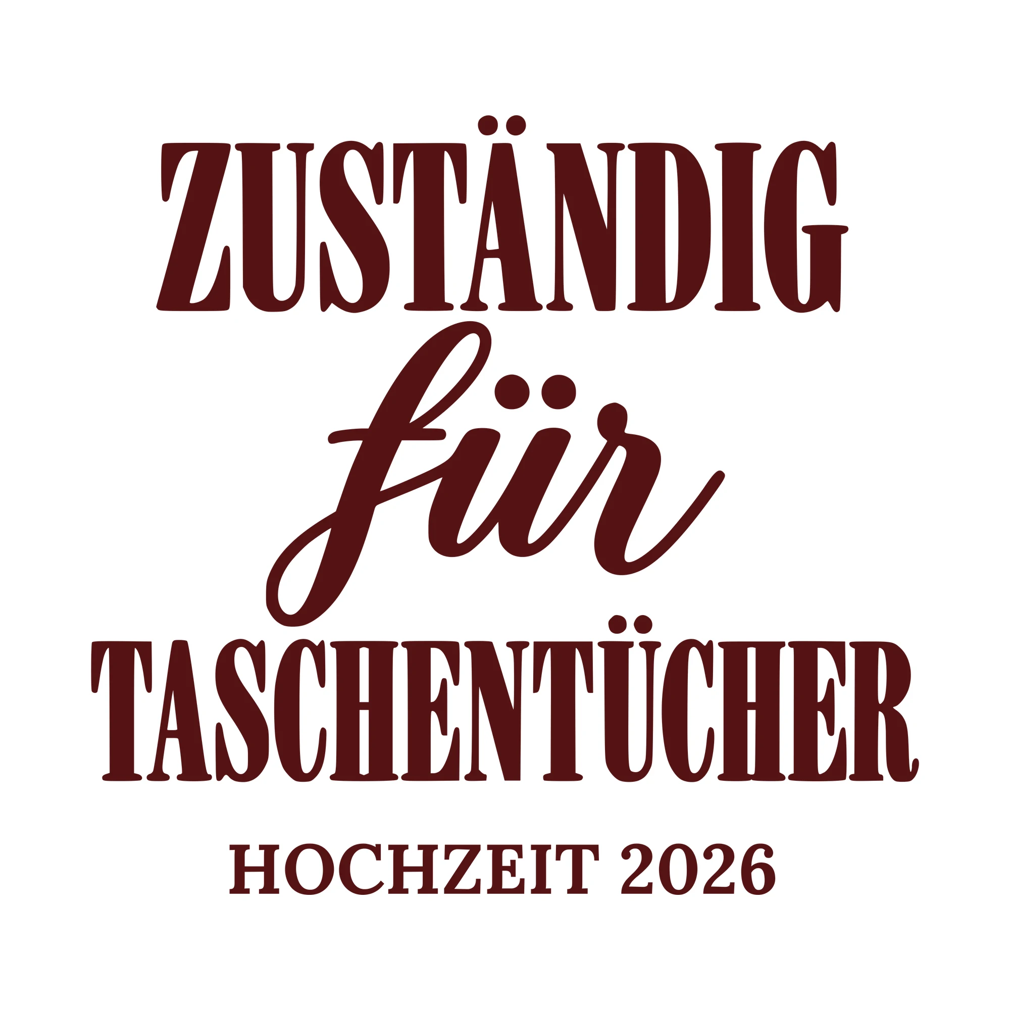 Bügelbild Zuständig für Taschentücher mit Jahr als Grafik auf weißem Hintergrund (BB010710)