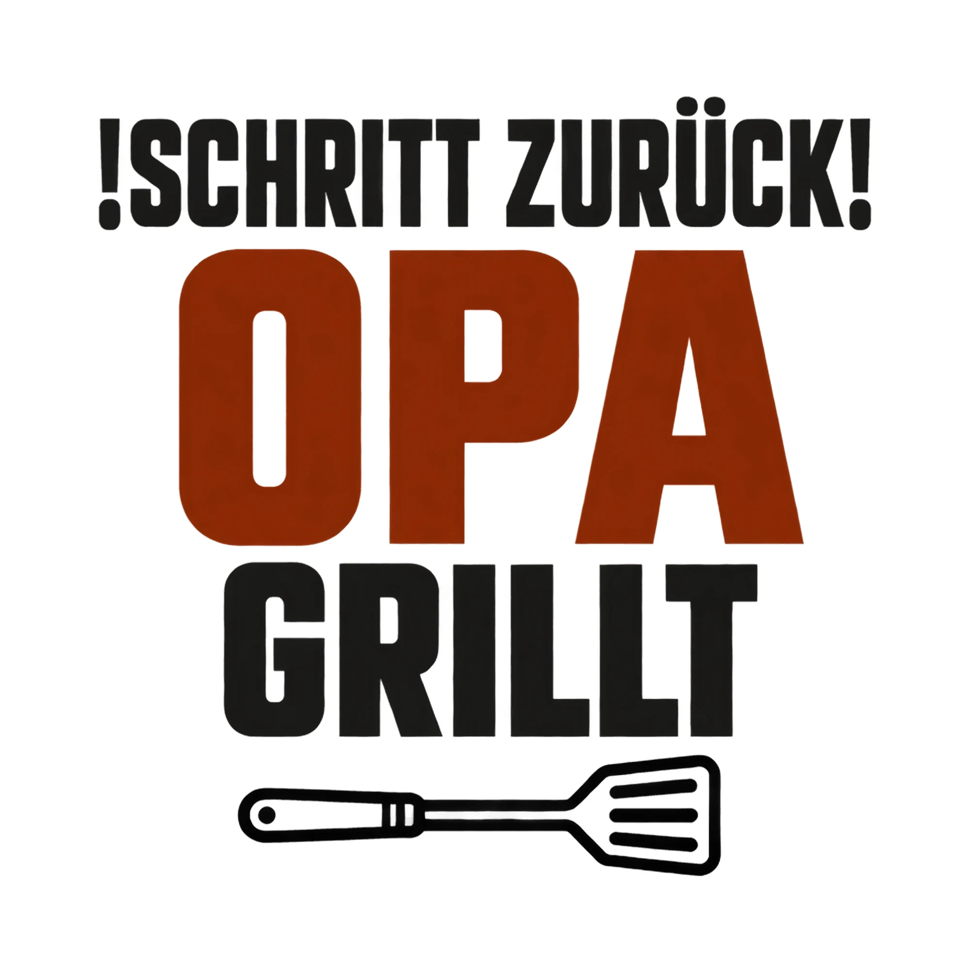 Bügelbild !Schritt zurück! Opa grillt, Großeltern Shirt Spruch als Grafik auf weißem Hintergrund (BB017745)