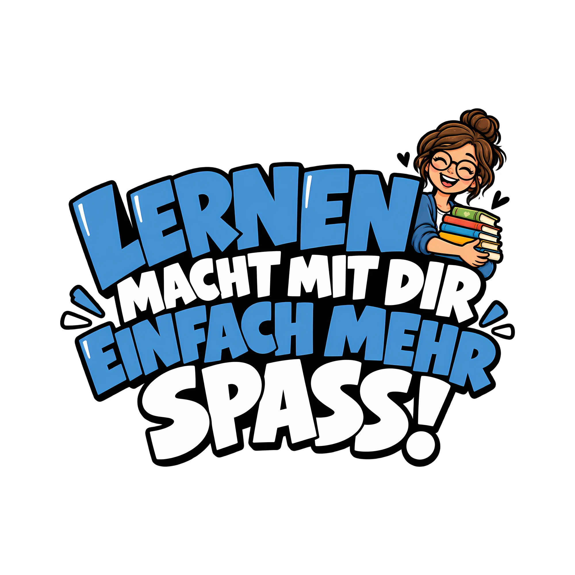Bügelbild Lernen macht mit dir einfach mehr Spass! als Grafik auf weißem Hintergrund (BB011620)