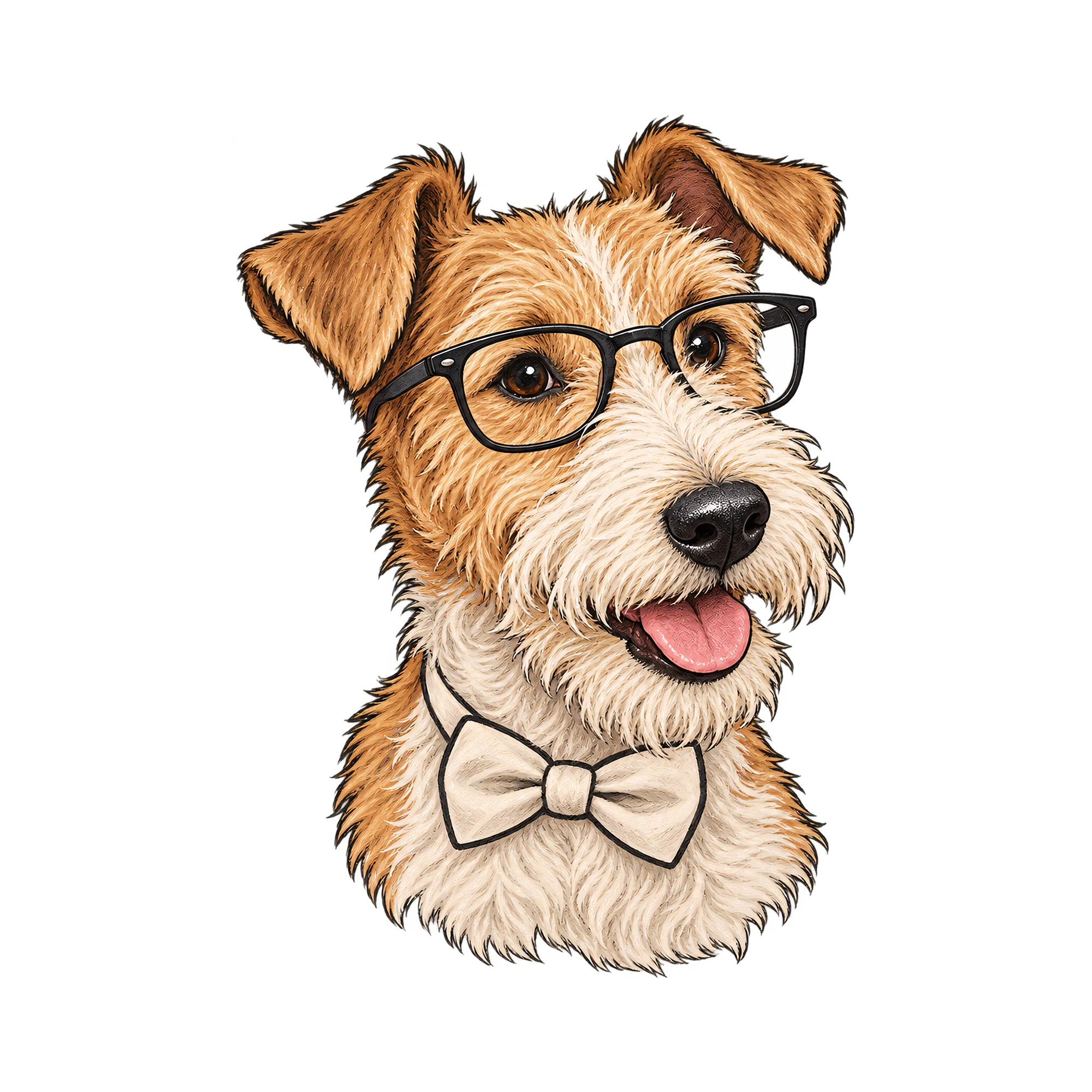 Bügelbild Hipster Hund | Tiere Shirt Motiv als Grafik auf weißem Hintergrund (BB016151)