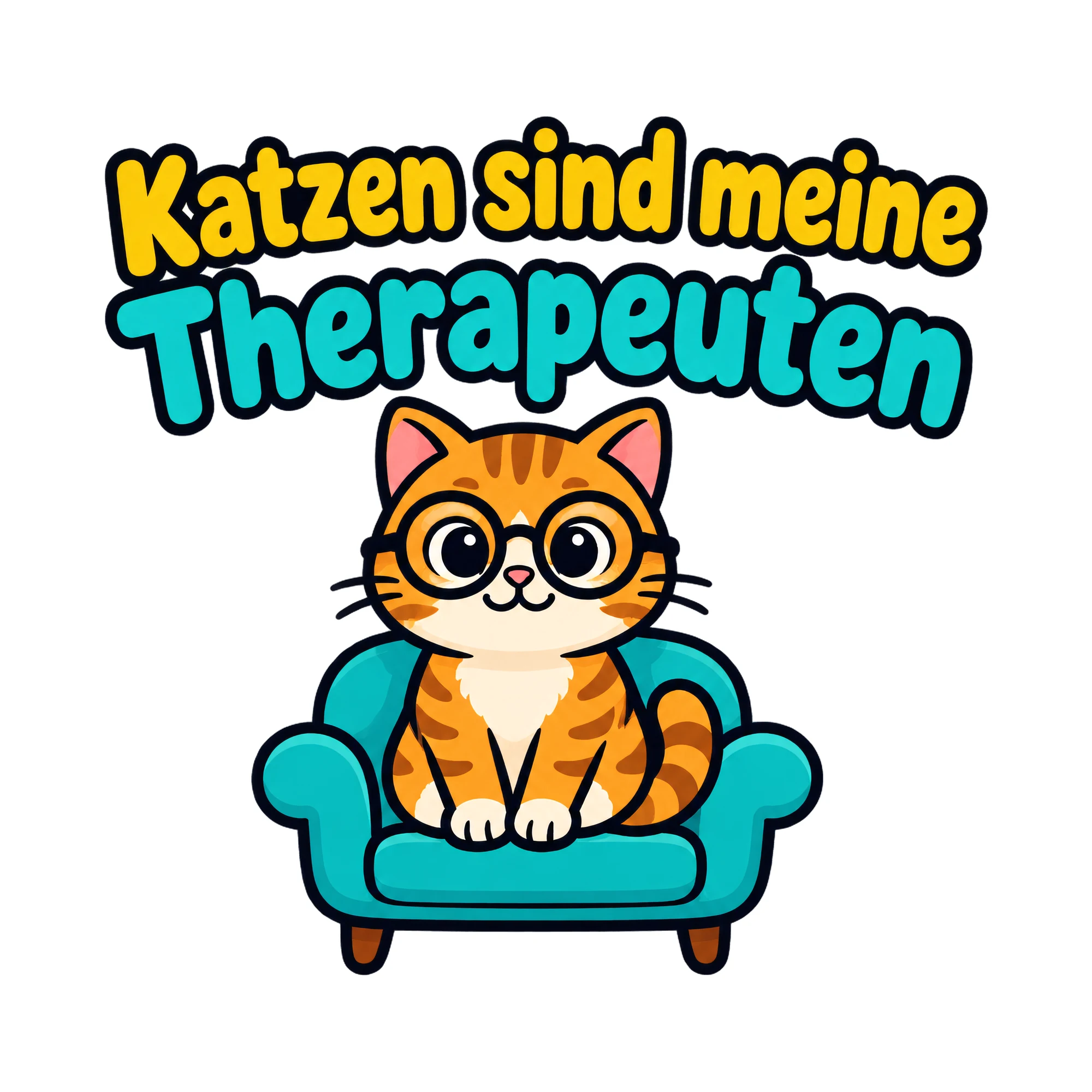 Bügelbild Katzen sind meine Therapeuten als Grafik auf weißem Hintergrund (BB019759)