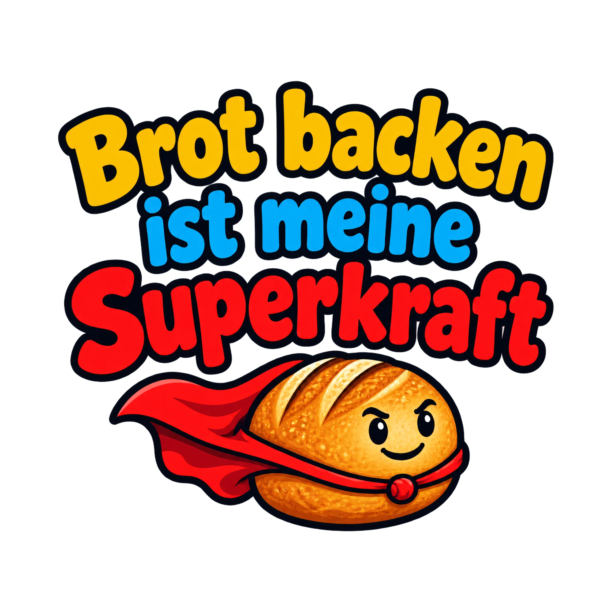 Bügelbild Brot backen ist meine Superkraft, Küchen Spruch Bügelbild als Grafik auf weißem Hintergrund (BB016499)
