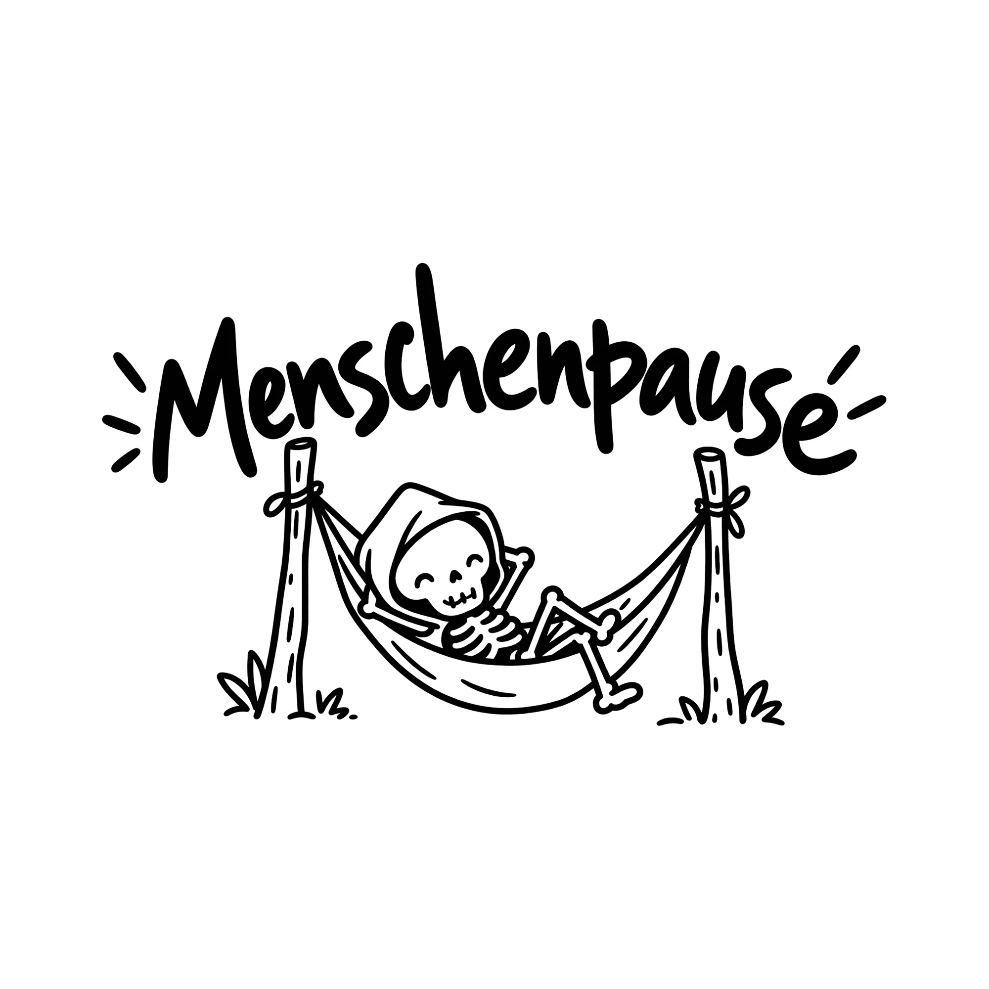 Bügelbild Menschenpause als Grafik auf weißem Hintergrund (BB014172)