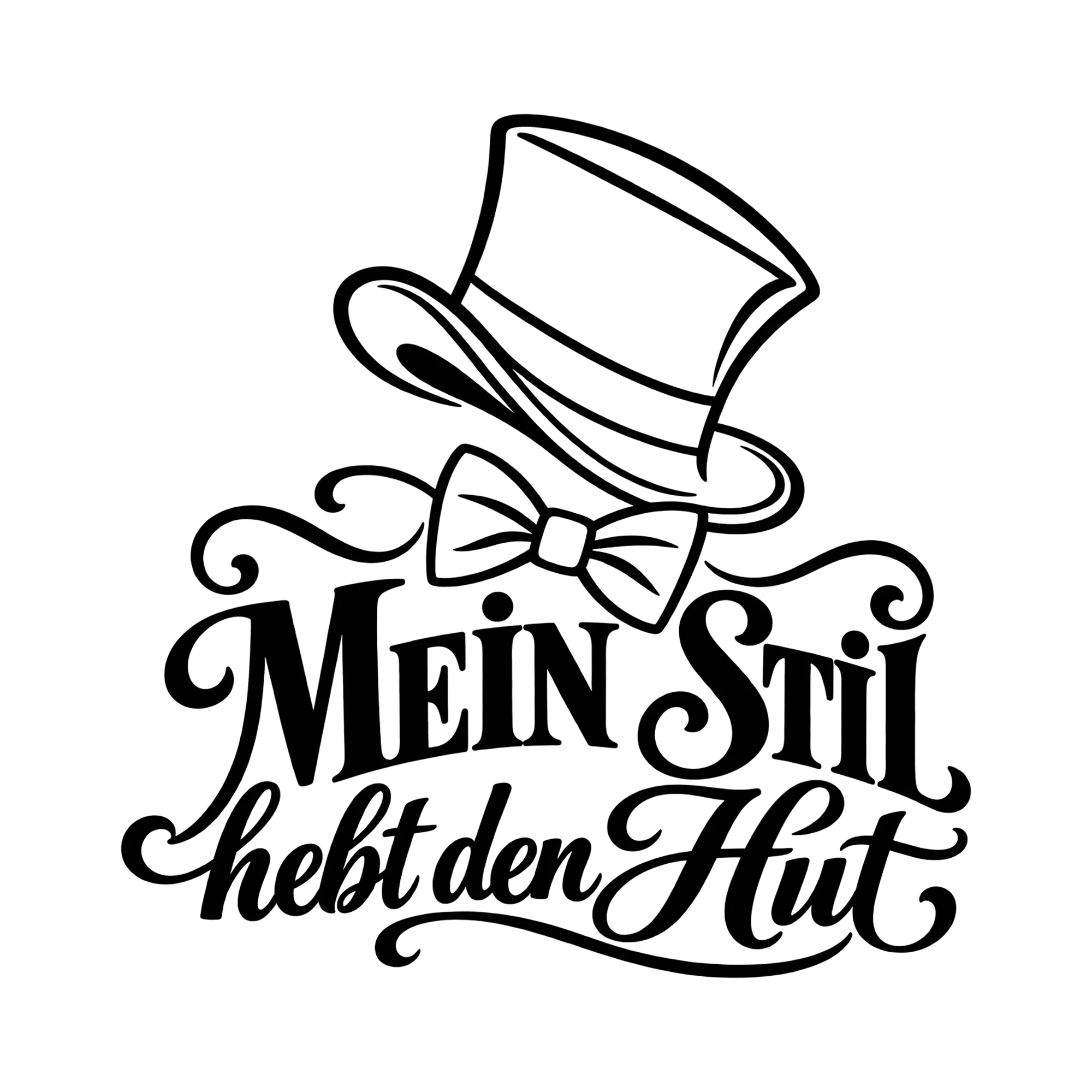 Bügelbild Mein Stil hebt den Hut als Grafik auf weißem Hintergrund (BB014609)