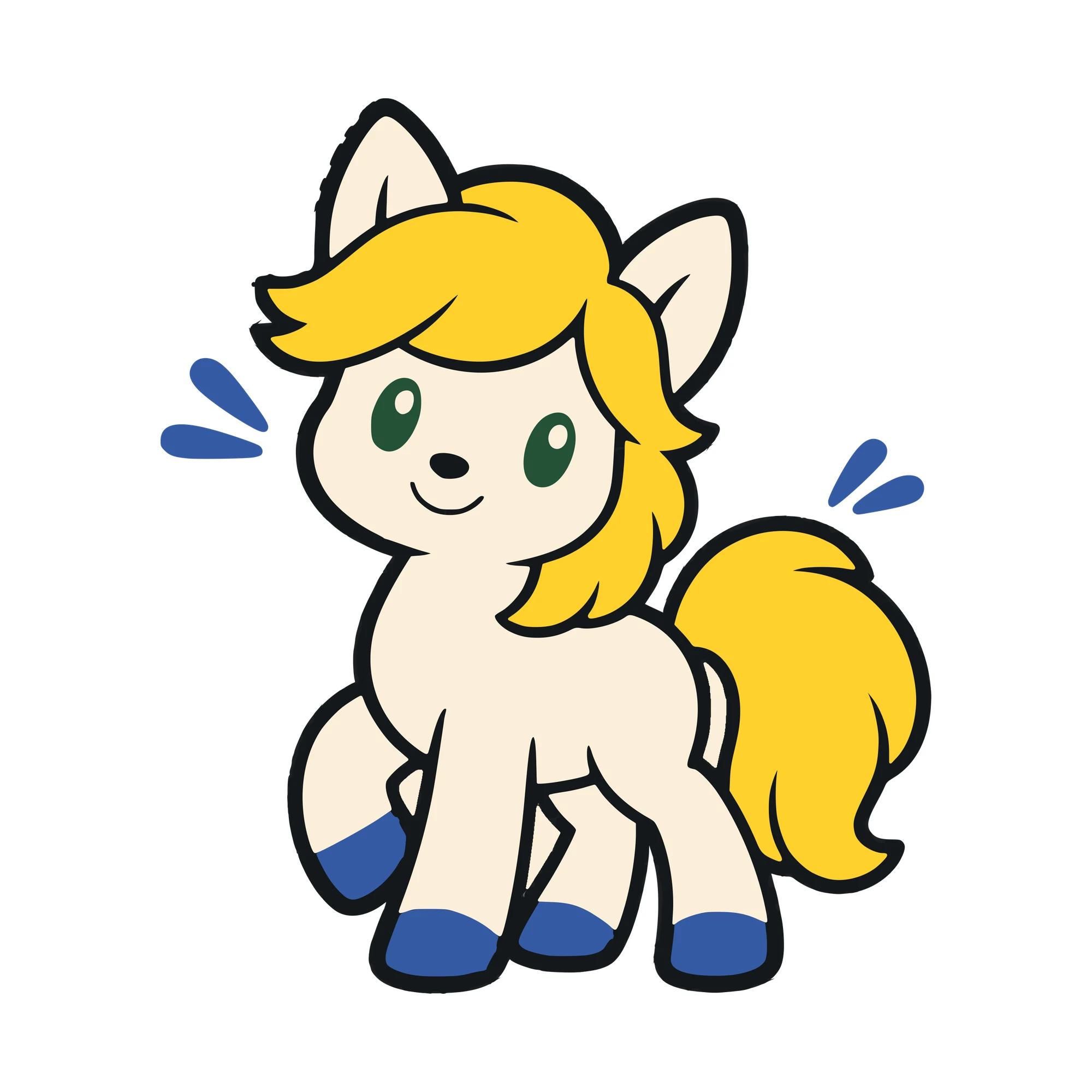 Bügelbild Pony im Comic-Stil als Grafik auf weißem Hintergrund (BB011025)