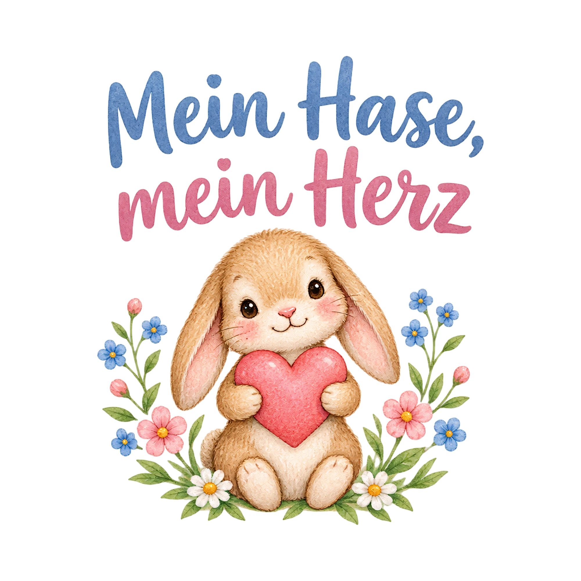 Bügelbild Mein Hase, mein Herz als Grafik auf weißem Hintergrund (BB019792)