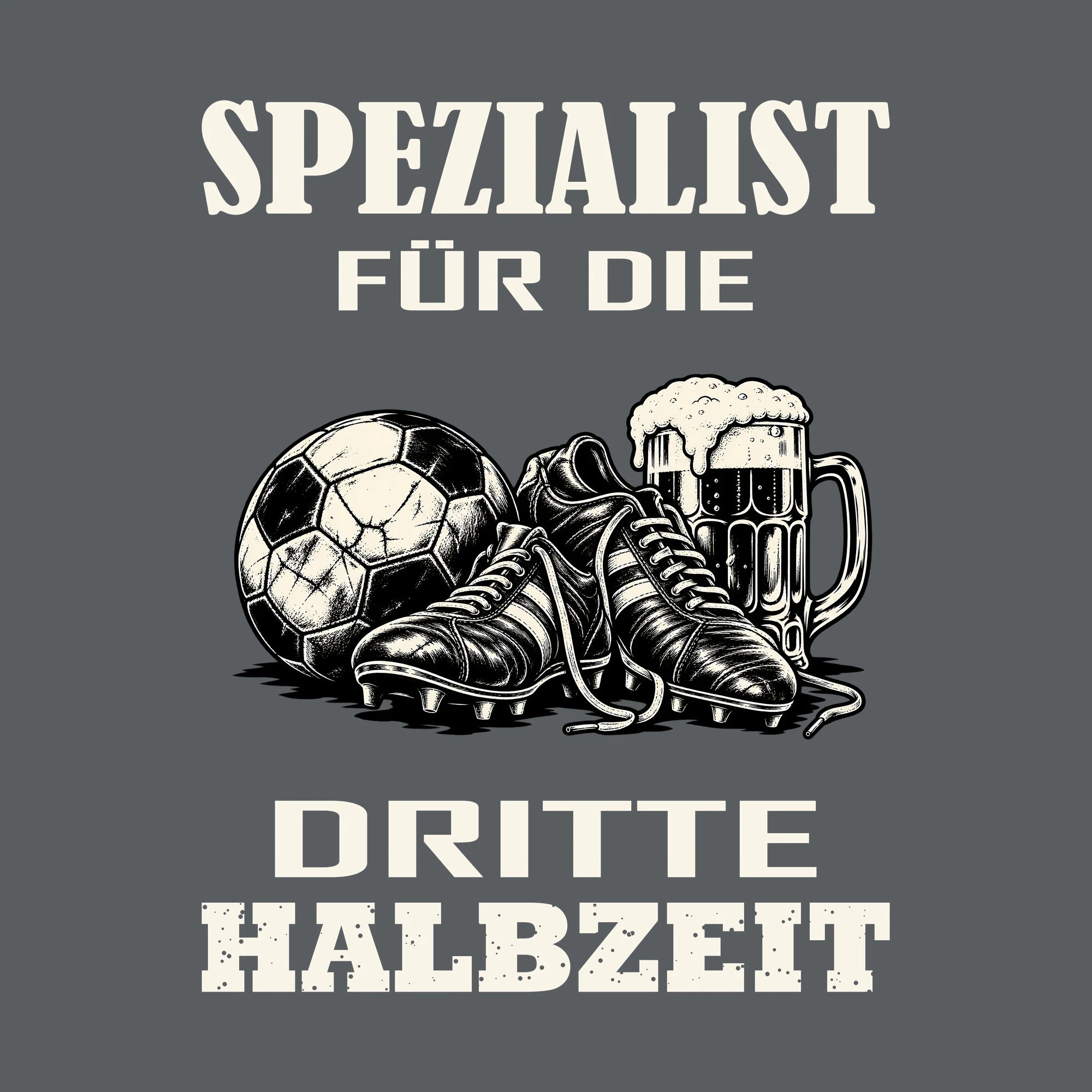 Bügelbild Spezialist für die dritte Halbzeit als Grafik auf dunklem Hintergrund (BB013631)