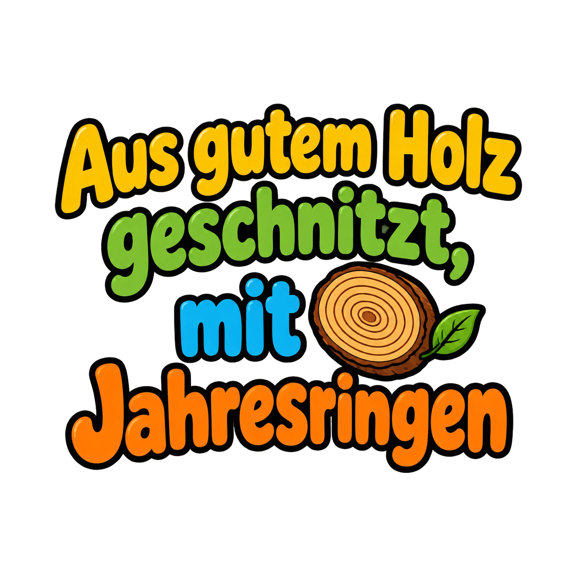 Bügelbild Aus gutem holz geschnitzt mit jahresringen als Grafik auf weißem Hintergrund (BB016356)