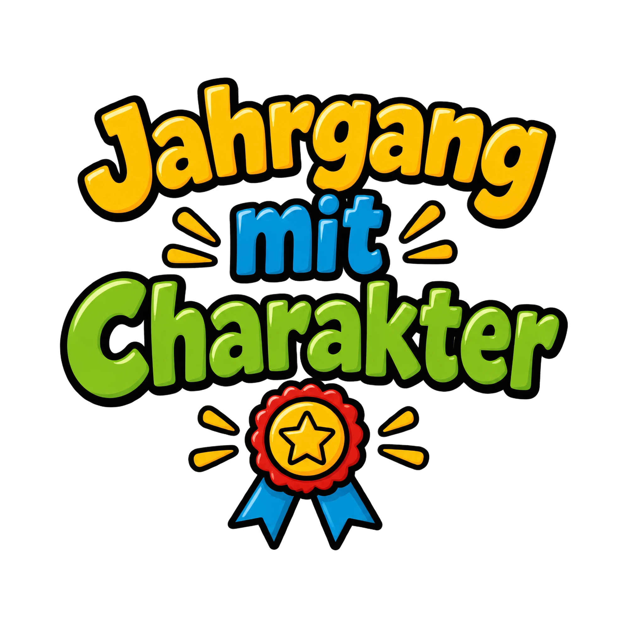 Bügelbild Jahrgang mit charakter als Grafik auf weißem Hintergrund (BB016346)