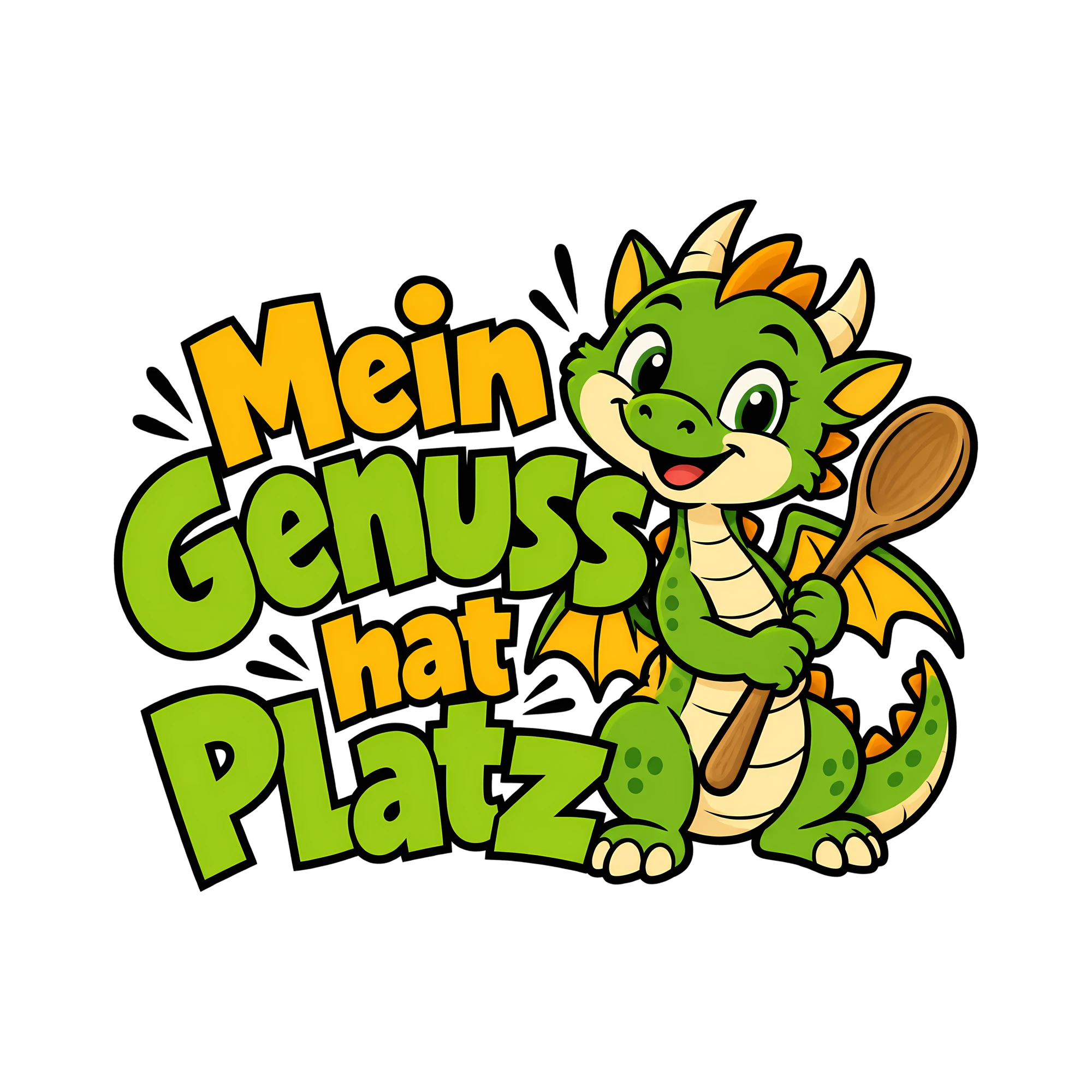 Bügelbild Mein Genuss hat Platz als Grafik auf weißem Hintergrund (BB014400)