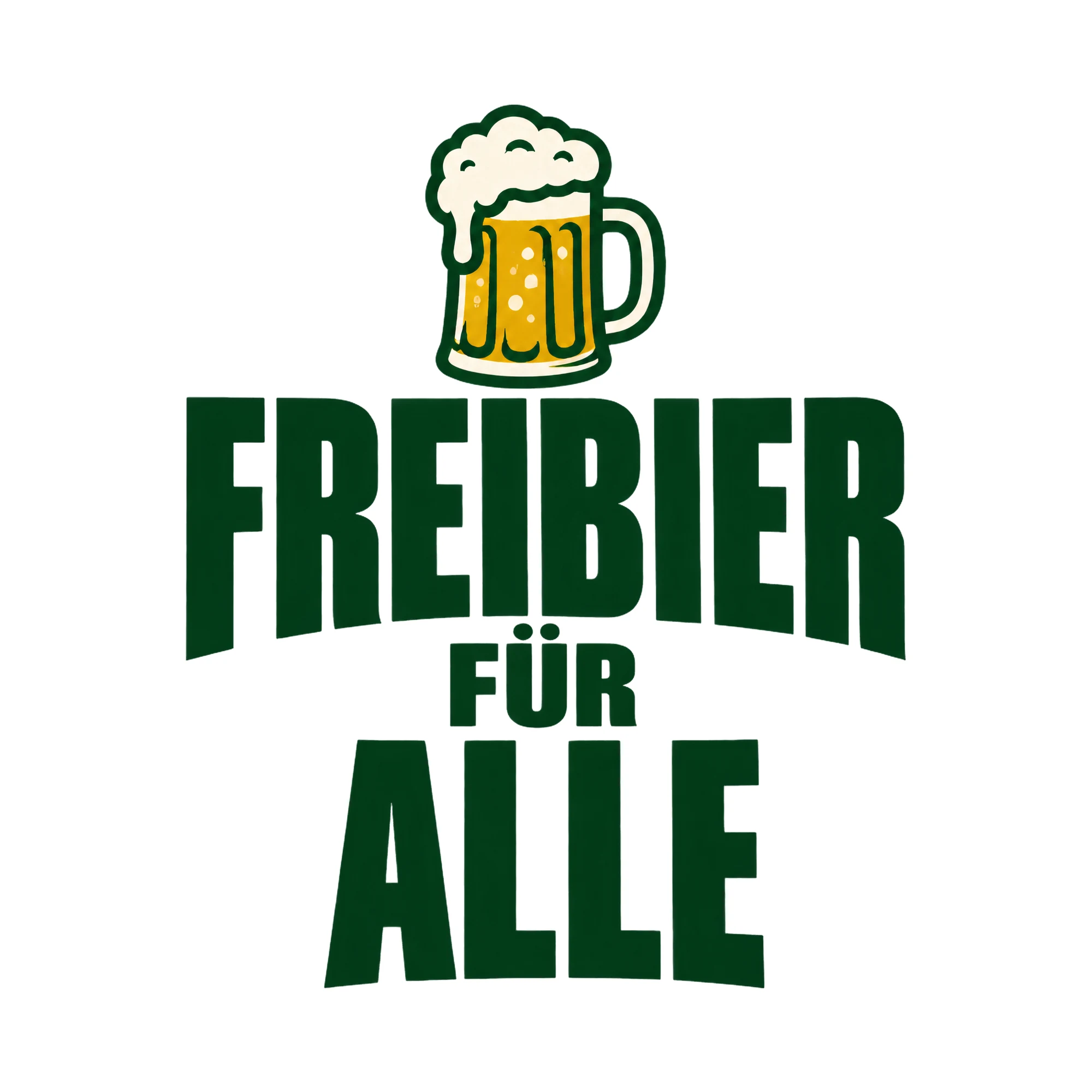 Bügelbild Freibier für alle, Urlaub Shirt Spruch als Grafik auf weißem Hintergrund (BB017100)