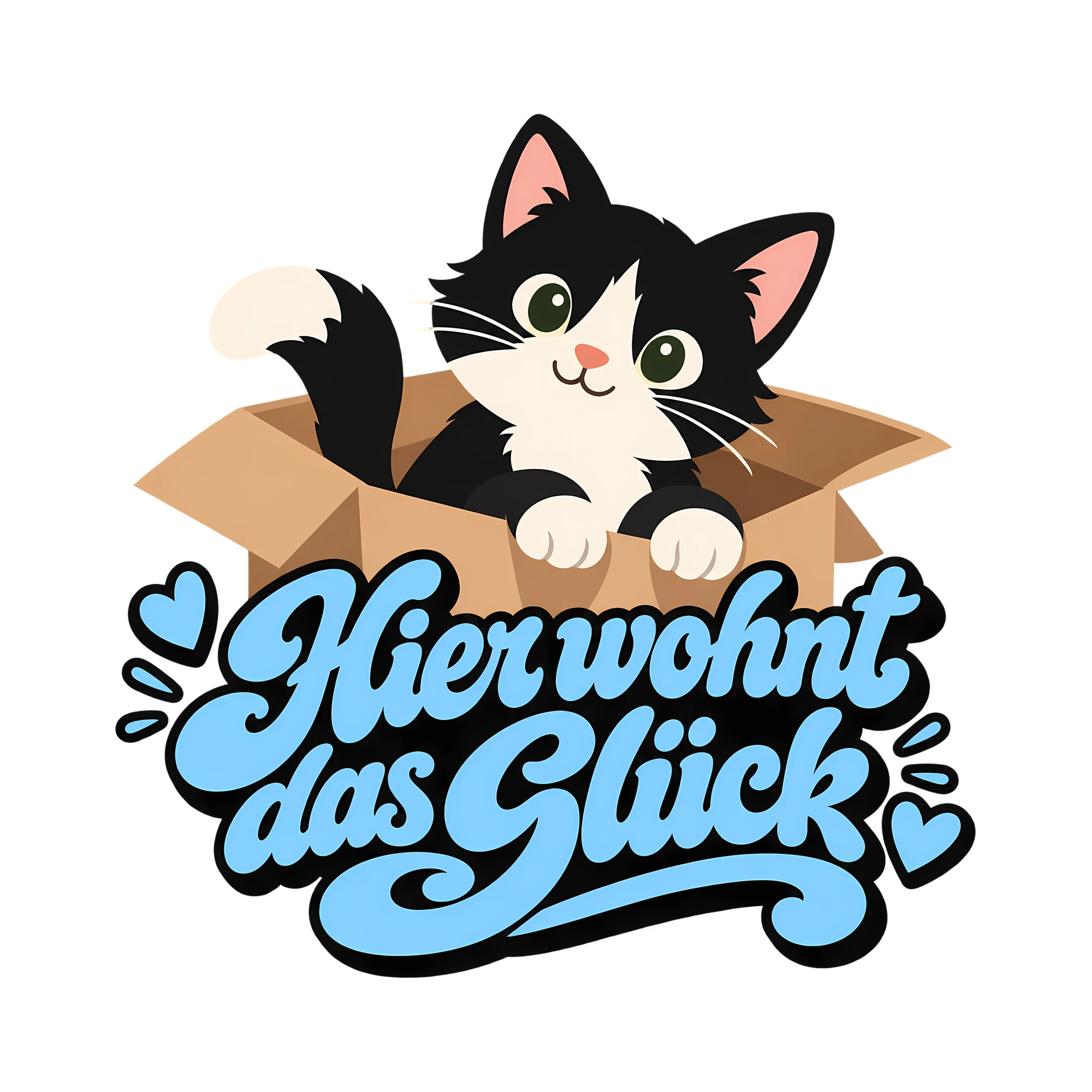 Bügelbild Hier wohnt das Glück als Grafik auf weißem Hintergrund (BB012845)