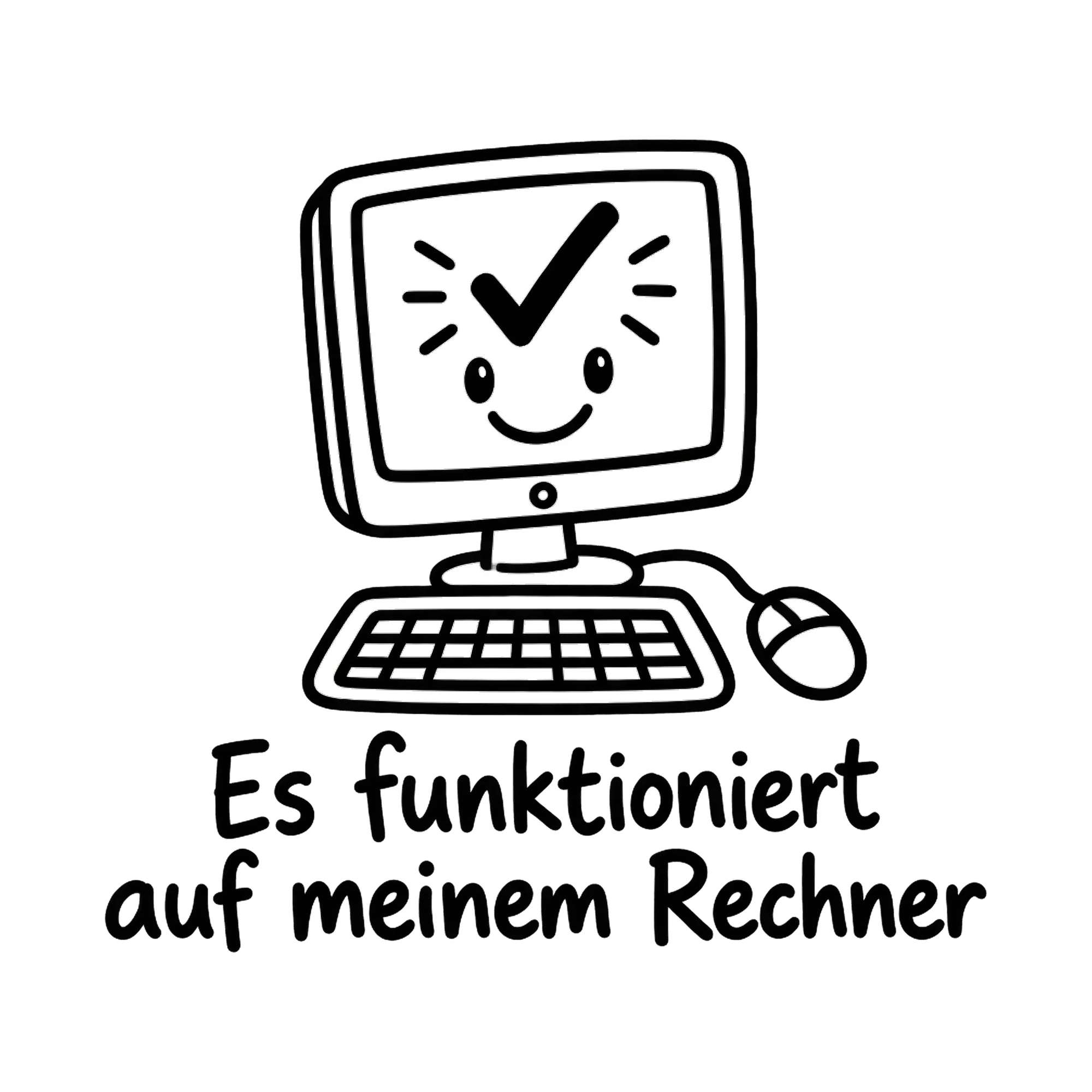 Bügelbild Es funktioniert auf meinem Rechner, Beruf Shirt Spruch als Grafik auf weißem Hintergrund (BB016646)