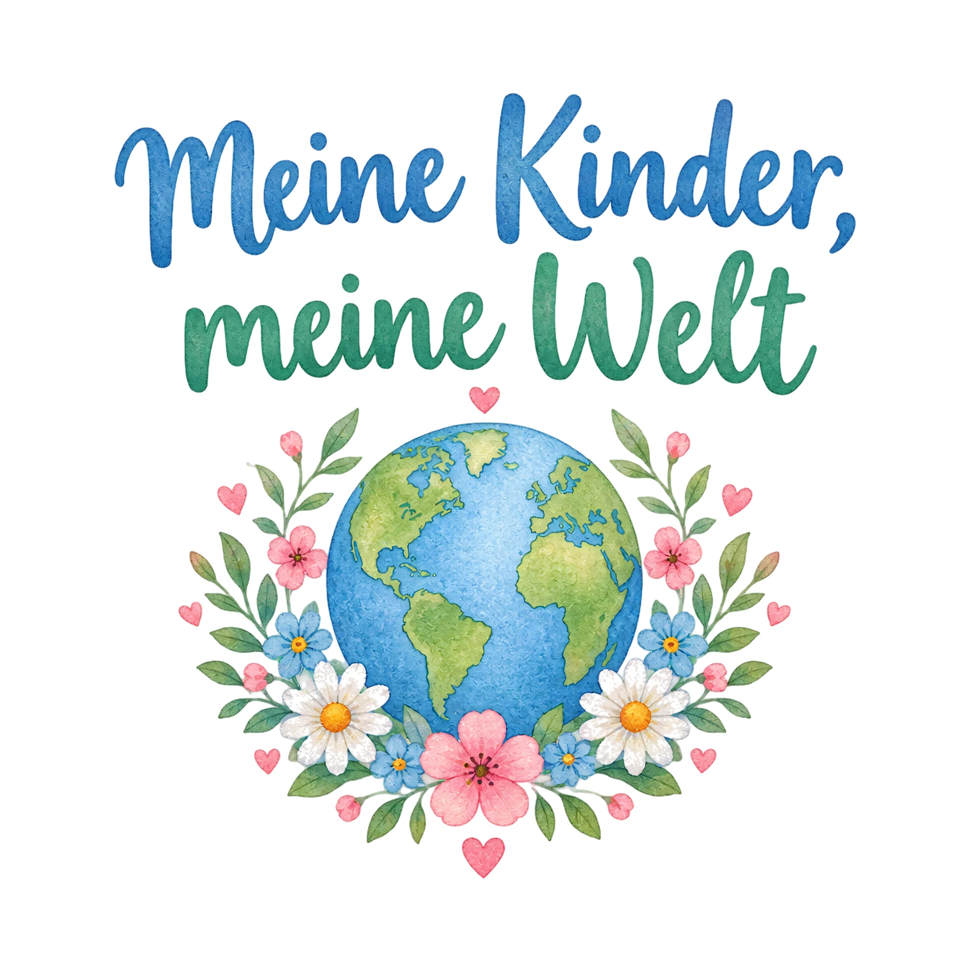 Bügelbild Meine Kinder, meine Welt als Grafik auf weißem Hintergrund (BB019187)