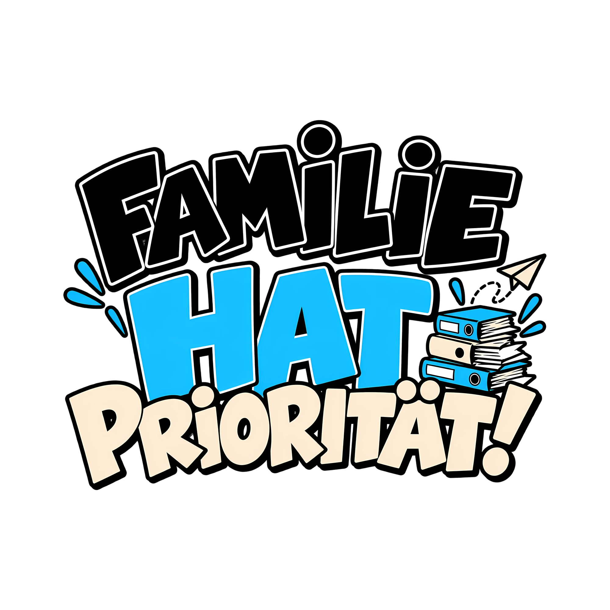 Bügelbild Familie hat Priorität! als Grafik auf weißem Hintergrund (BB011568)