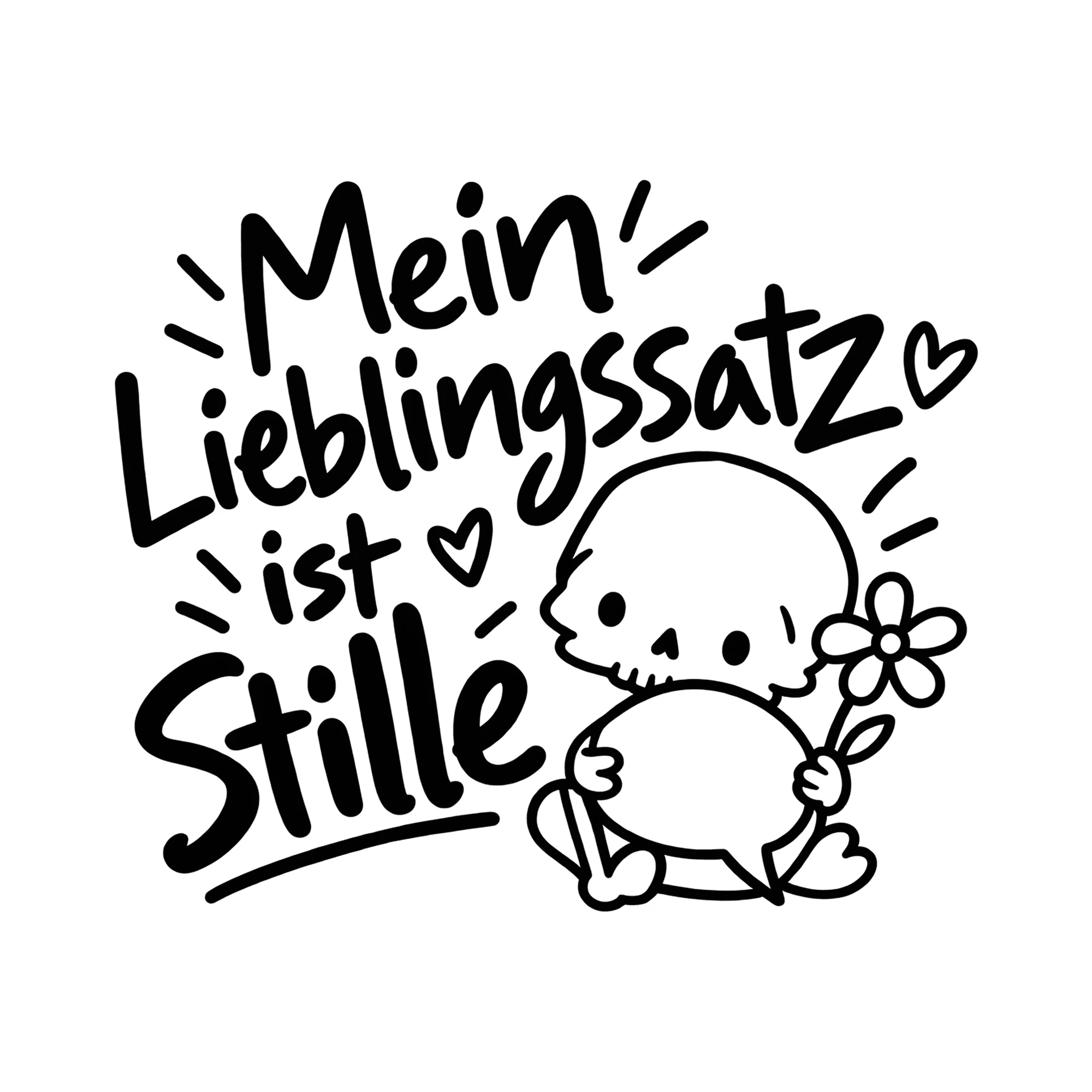 Bügelbild Mein Lieblingssatz ist Stille als Grafik auf weißem Hintergrund (BB014304)