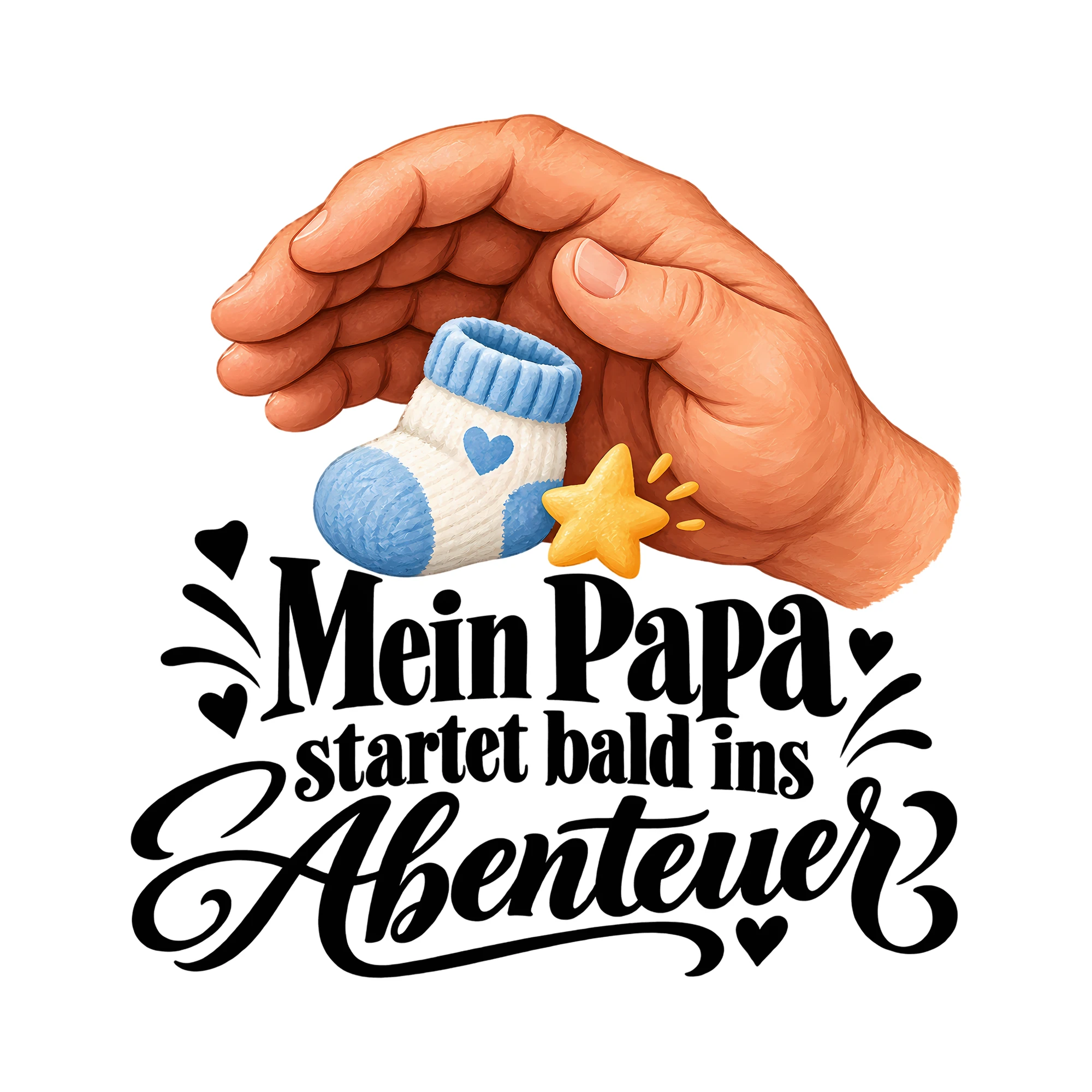 Bügelbild Mein Papa startet bald ins Abenteuer als Grafik auf weißem Hintergrund (BB012460)