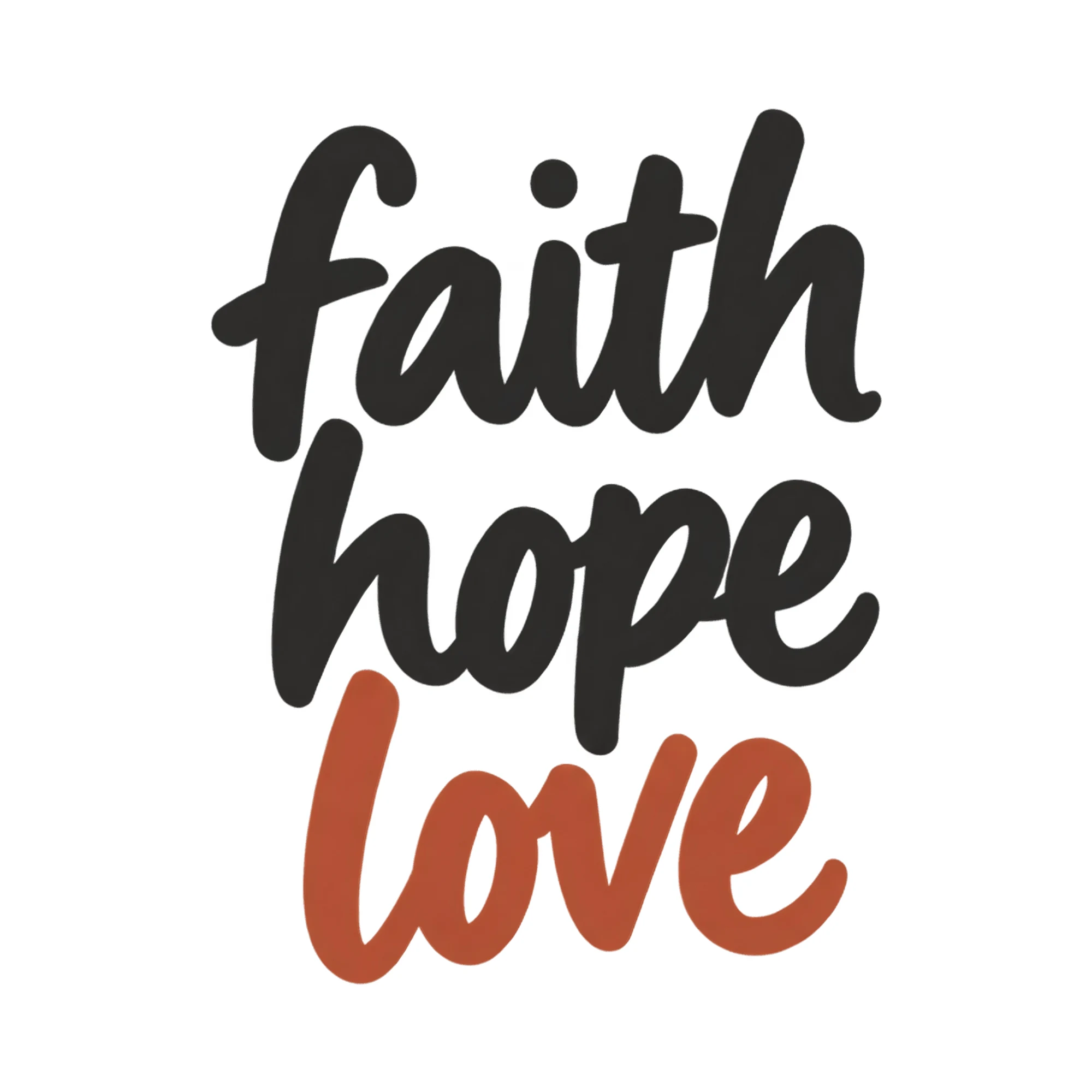 Bügelbild faith hope love, Familienshirt Spruch als Grafik auf weißem Hintergrund (BB017725)