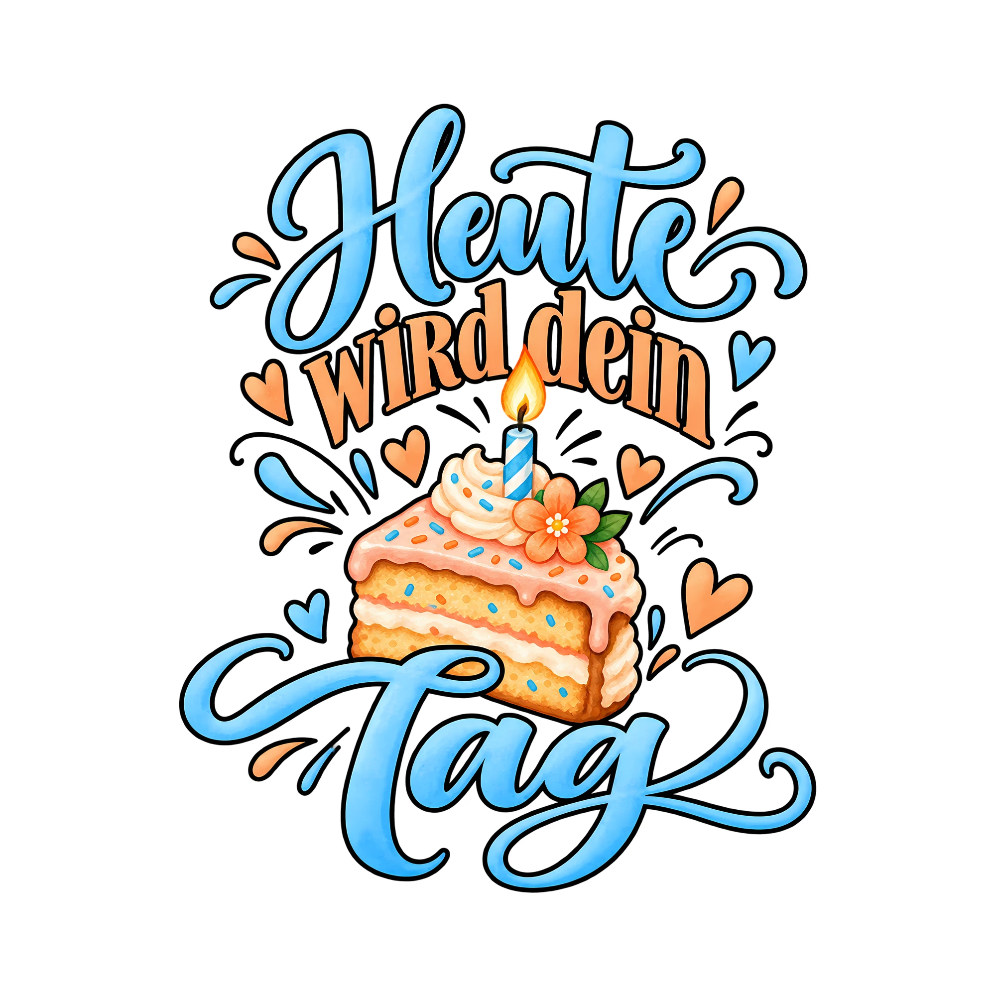 Bügelbild Heute wird dein Tag als Grafik auf weißem Hintergrund (BB012571)