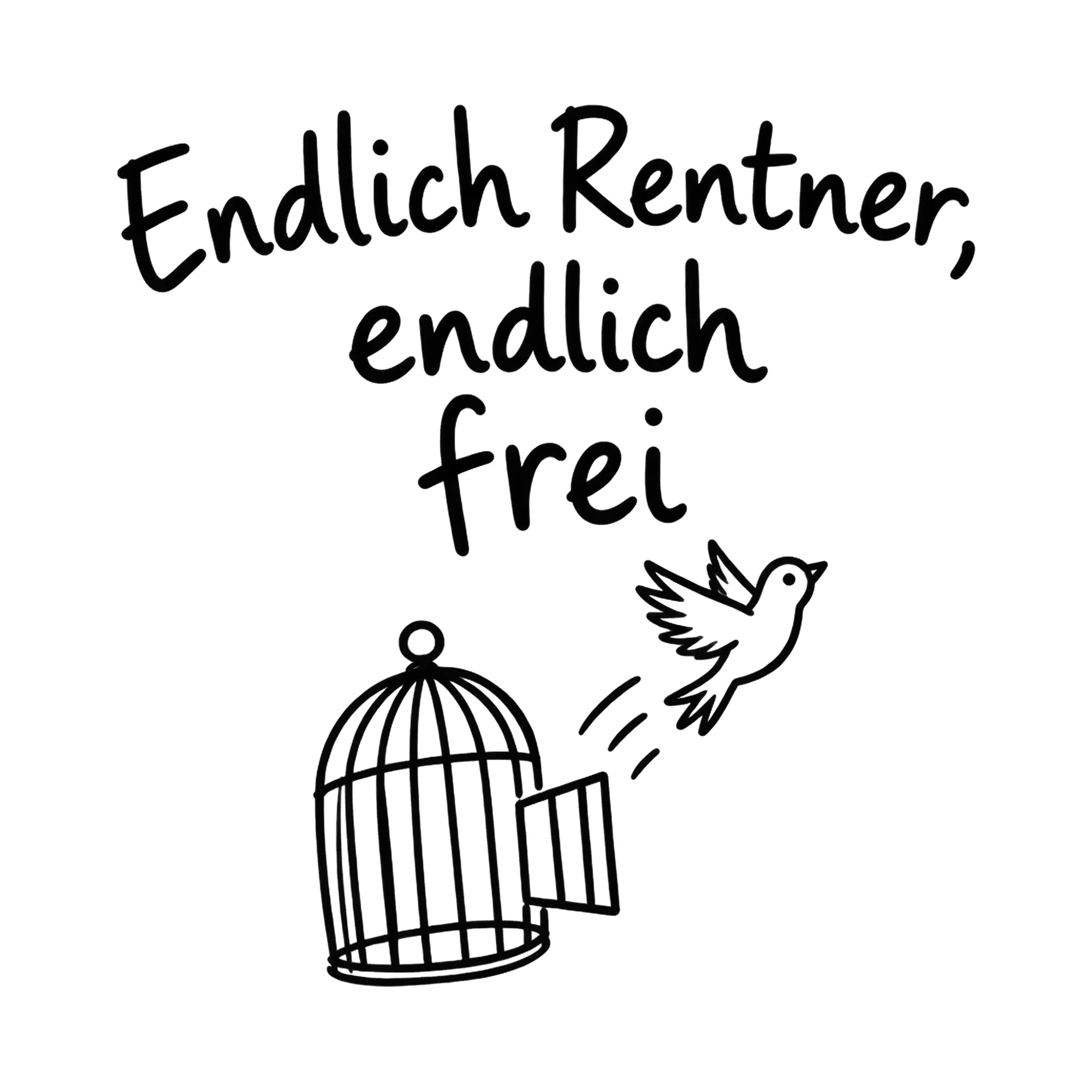 Bügelbild Endlich rentner endlich frei als Grafik auf weißem Hintergrund (BB016401)
