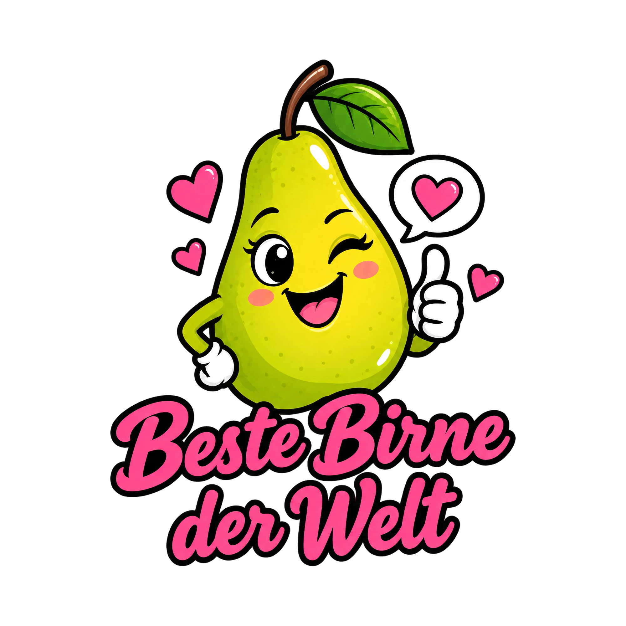 Bügelbild Birne für immer als Grafik auf weißem Hintergrund (BB014105)