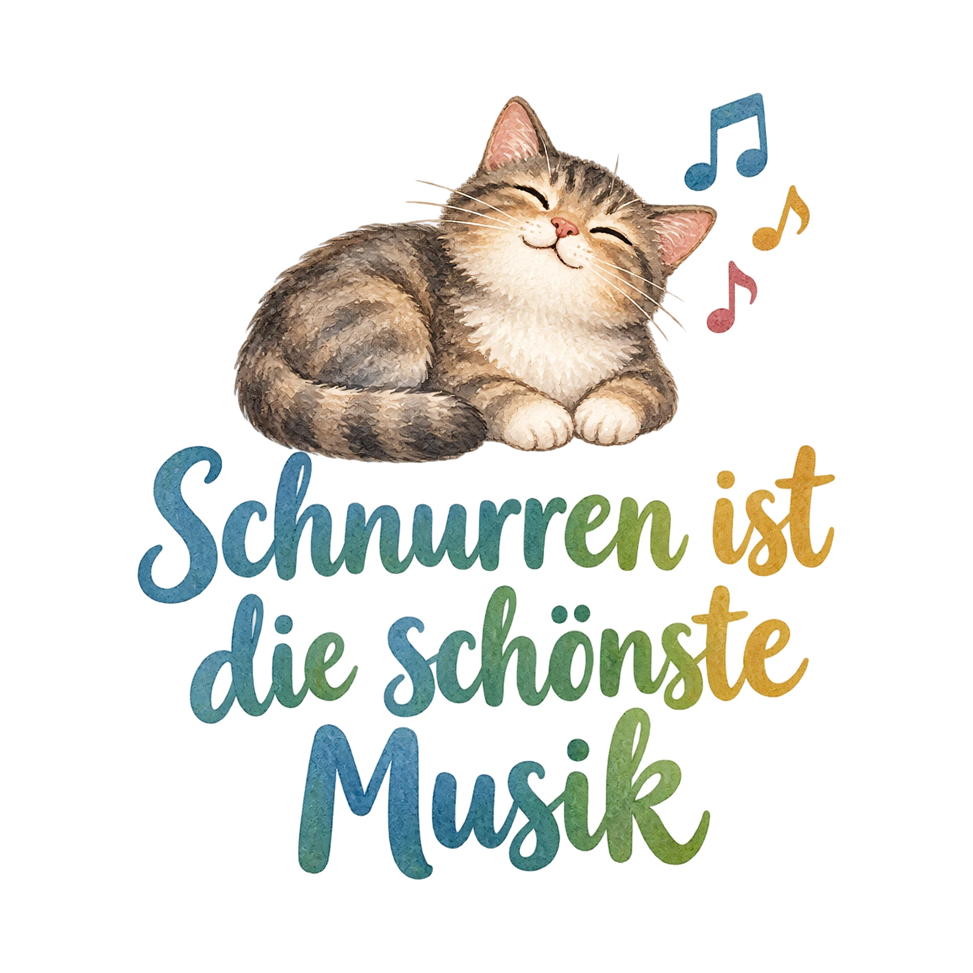 Bügelbild Schnurren ist die schönste Musik als Grafik auf weißem Hintergrund (BB018558)