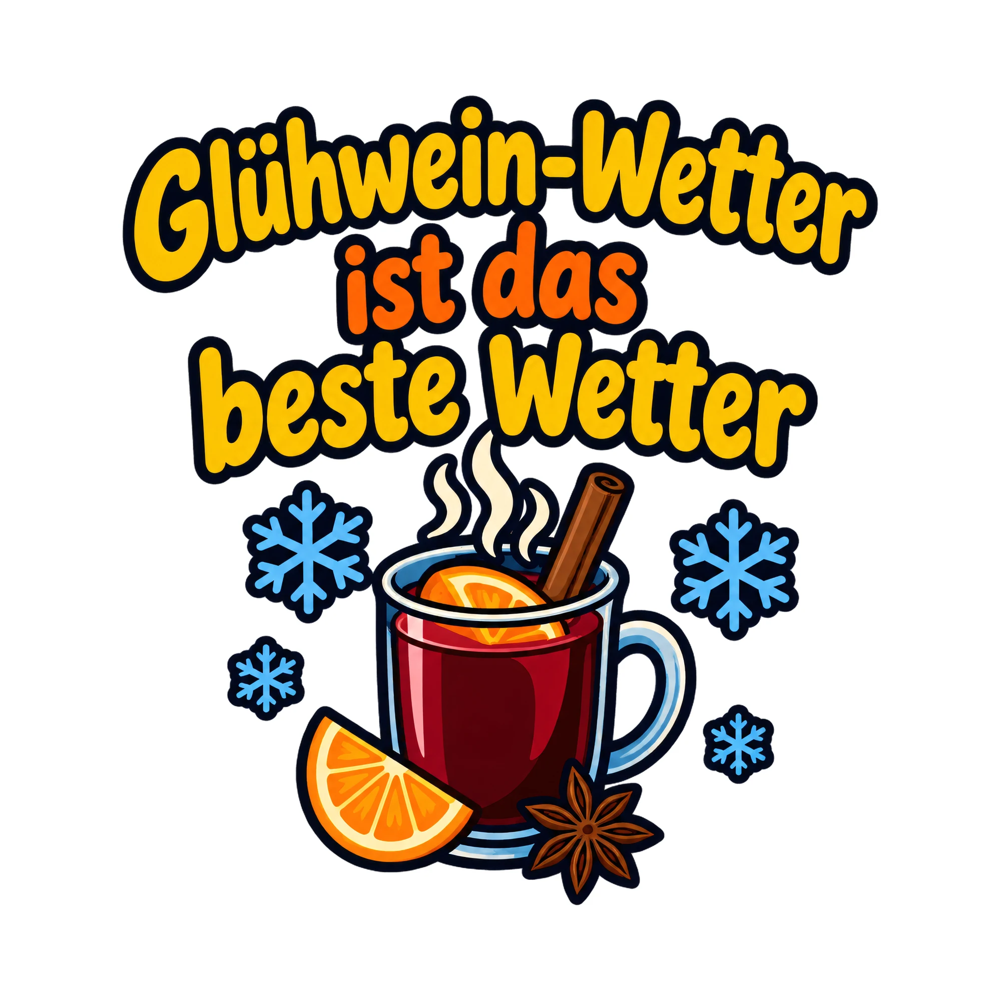 Bügelbild Glühwein-Wetter ist das beste Wetter als Grafik auf weißem Hintergrund (BB019703)
