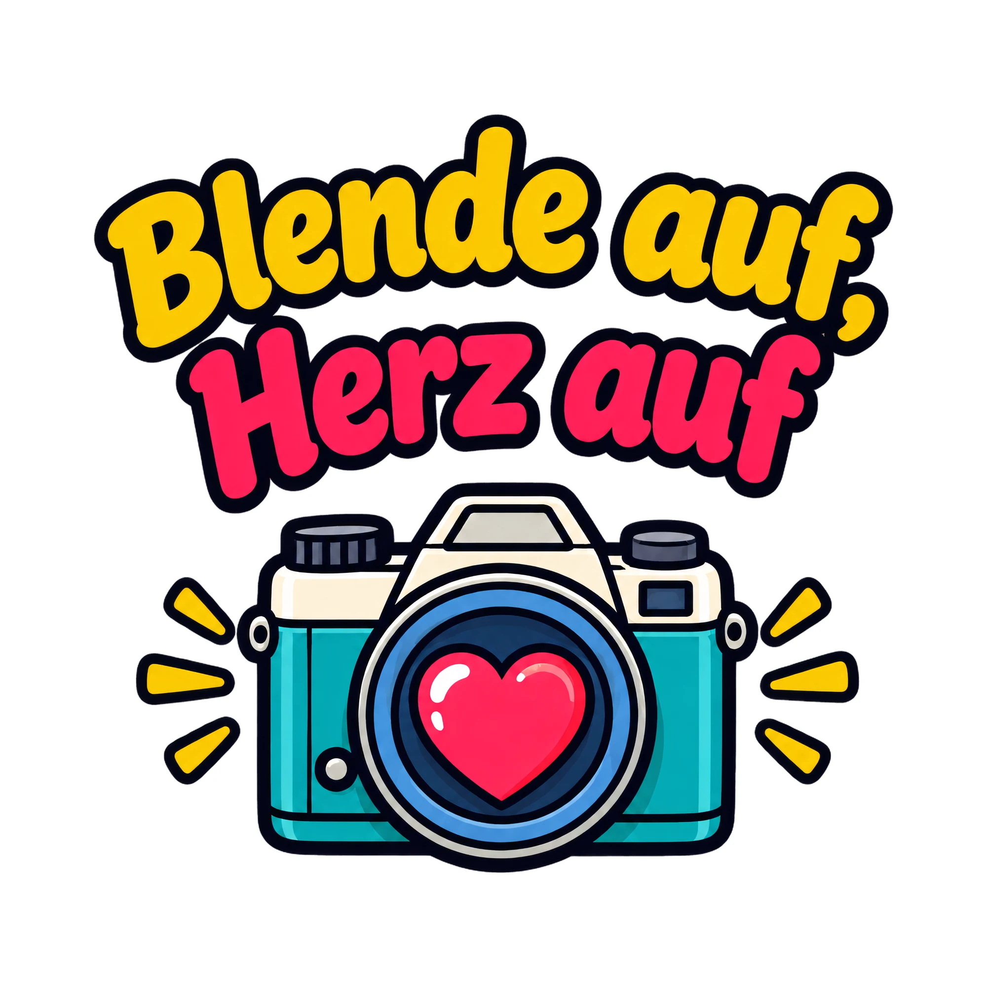 Bügelbild Blende auf, Herz auf als Grafik auf weißem Hintergrund (BB018430)