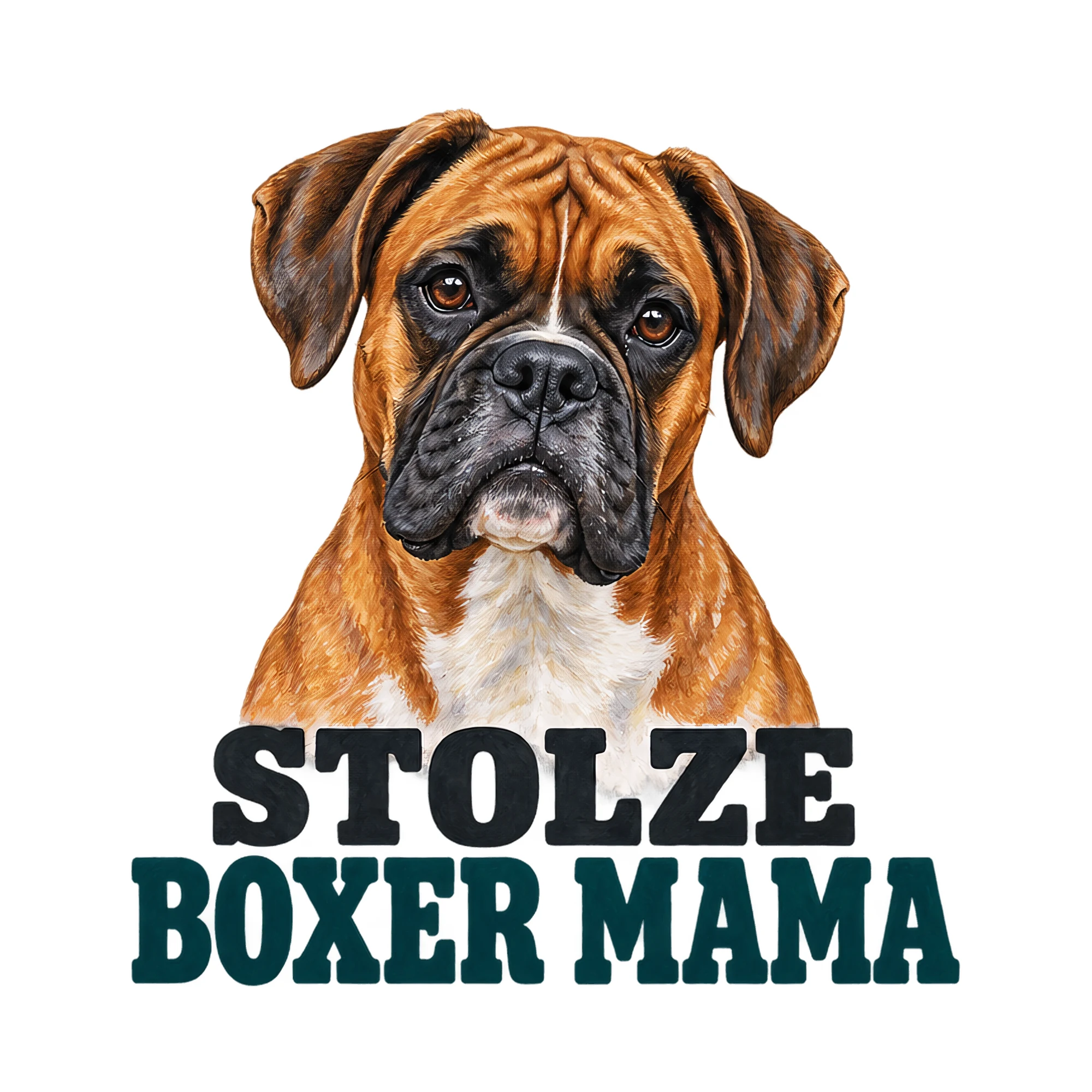 Bügelbild Stolze Boxer Mama, Mama Papa Shirt Spruch als Grafik auf weißem Hintergrund (BB018296)