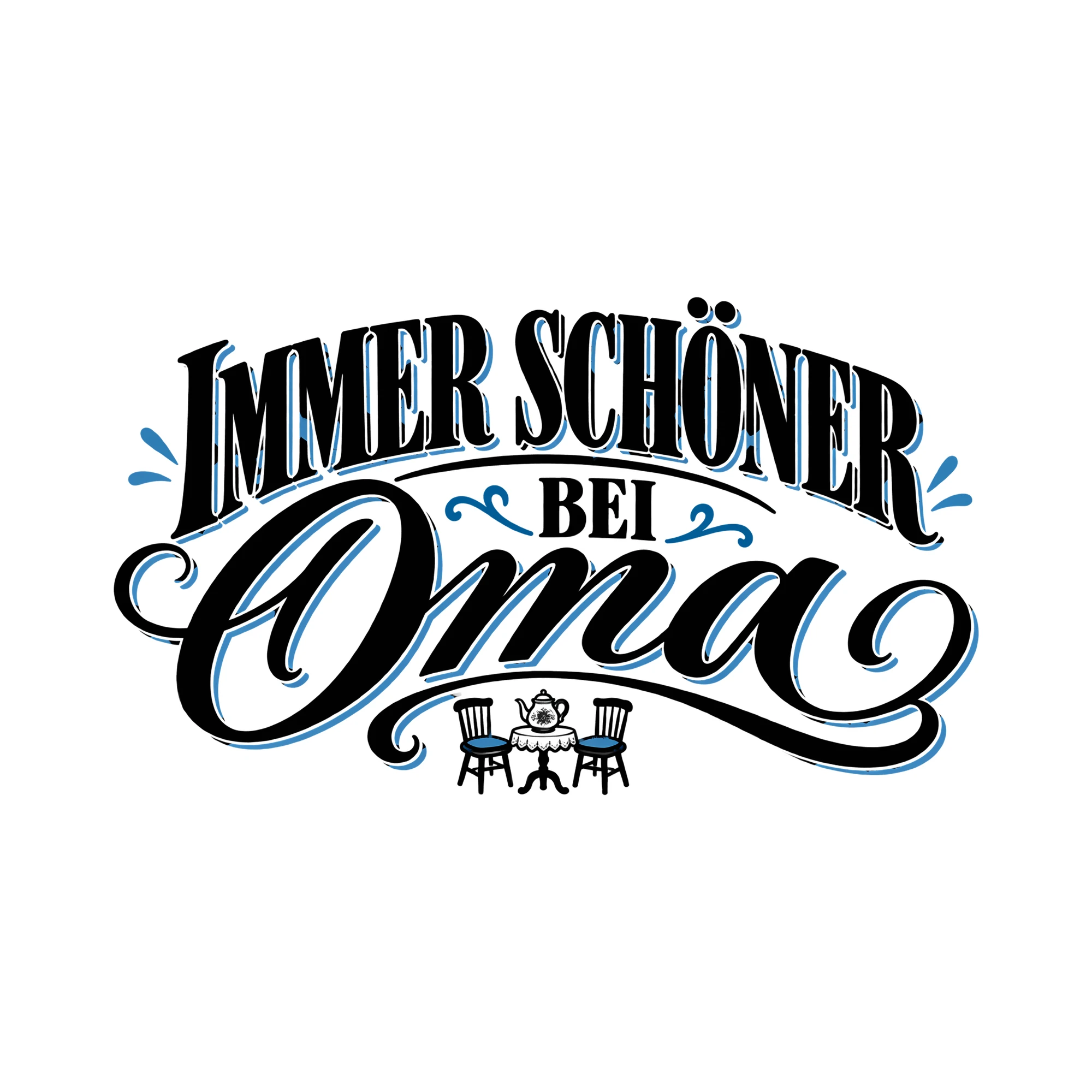 Bügelbild Immer schöner bei Oma als Grafik auf weißem Hintergrund (BB012475)