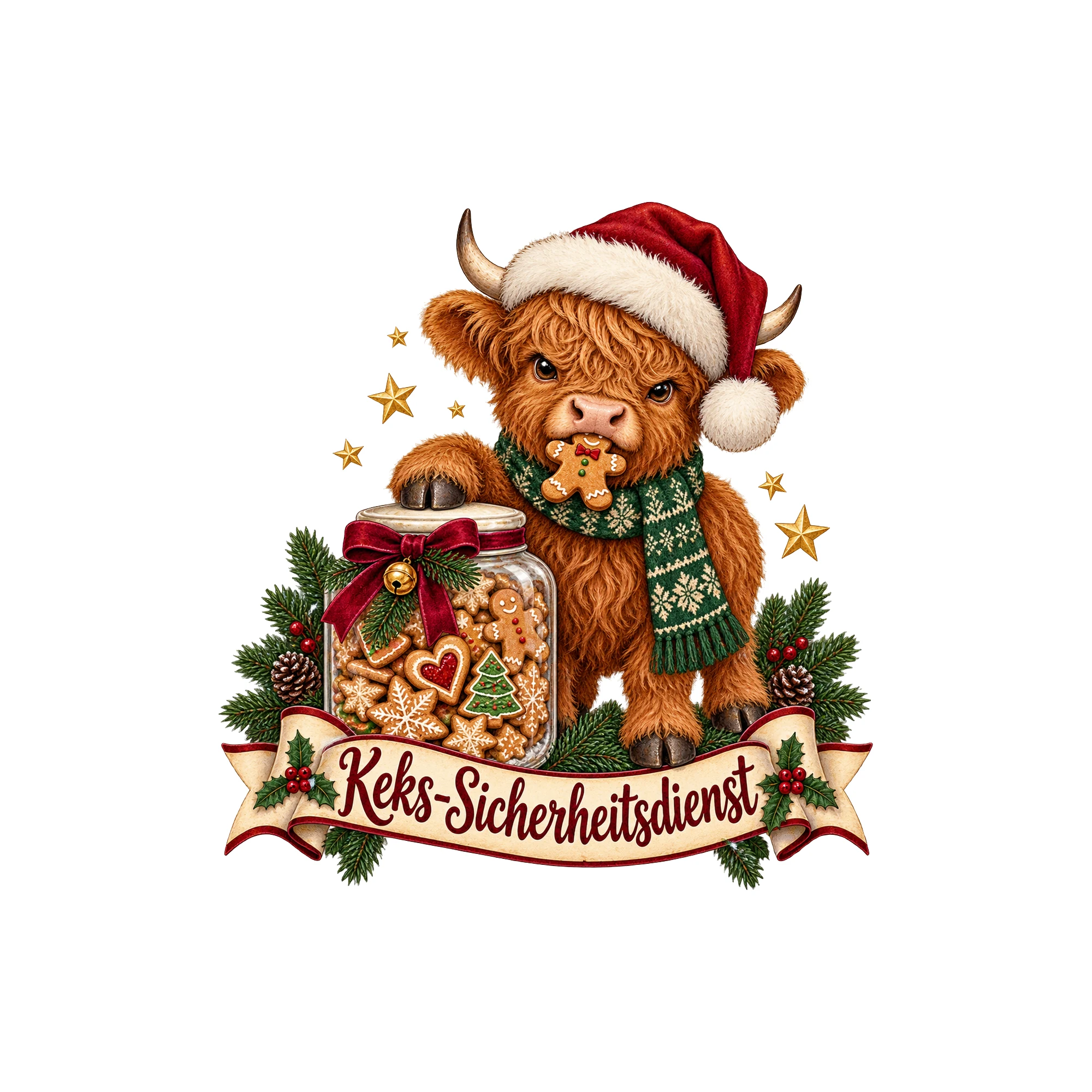 Bügelbild Keks-Sicherheitsdienst als Grafik auf weißem Hintergrund (BB011356)