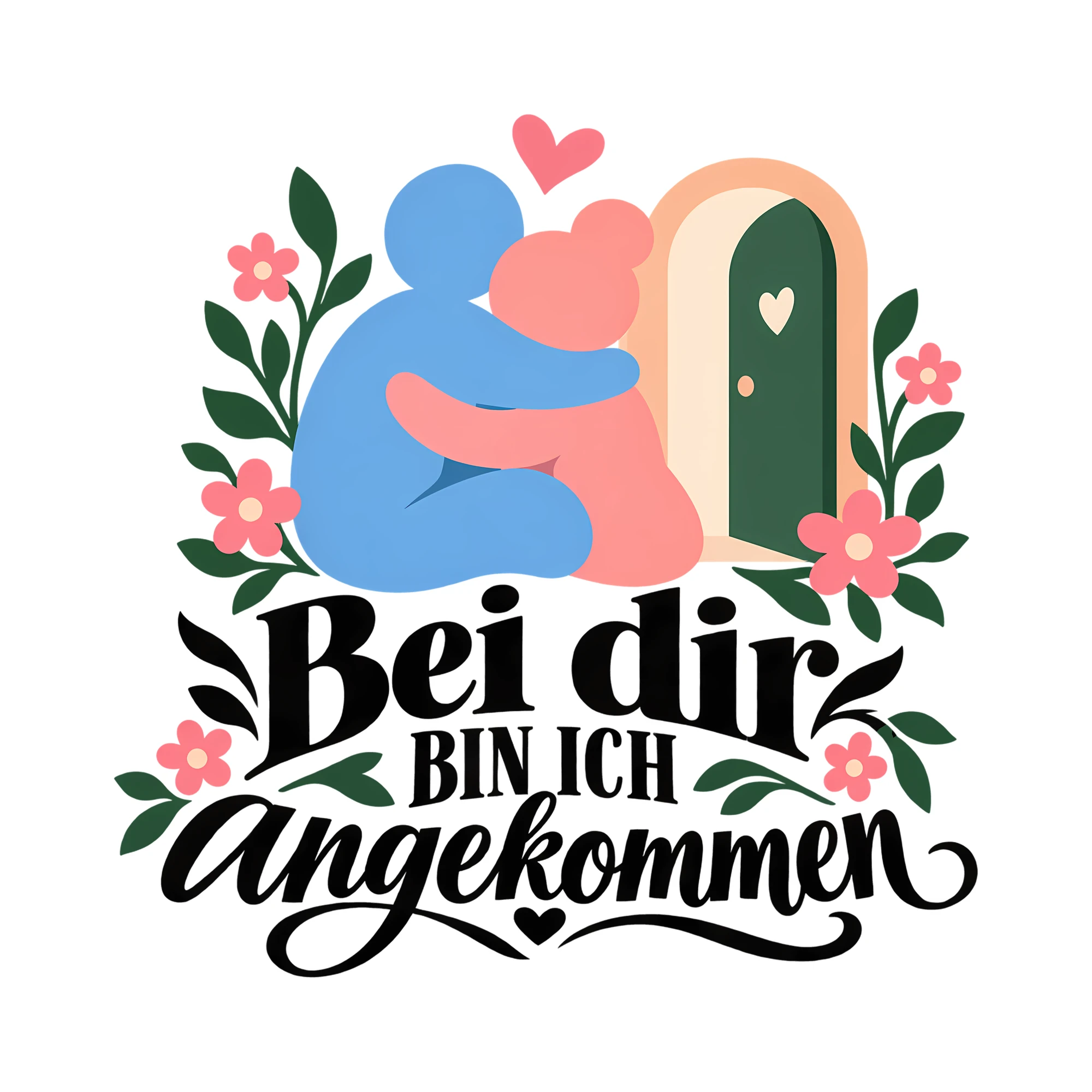 Bügelbild Bei dir BIN ICH angekommen als Grafik auf weißem Hintergrund (BB011796)