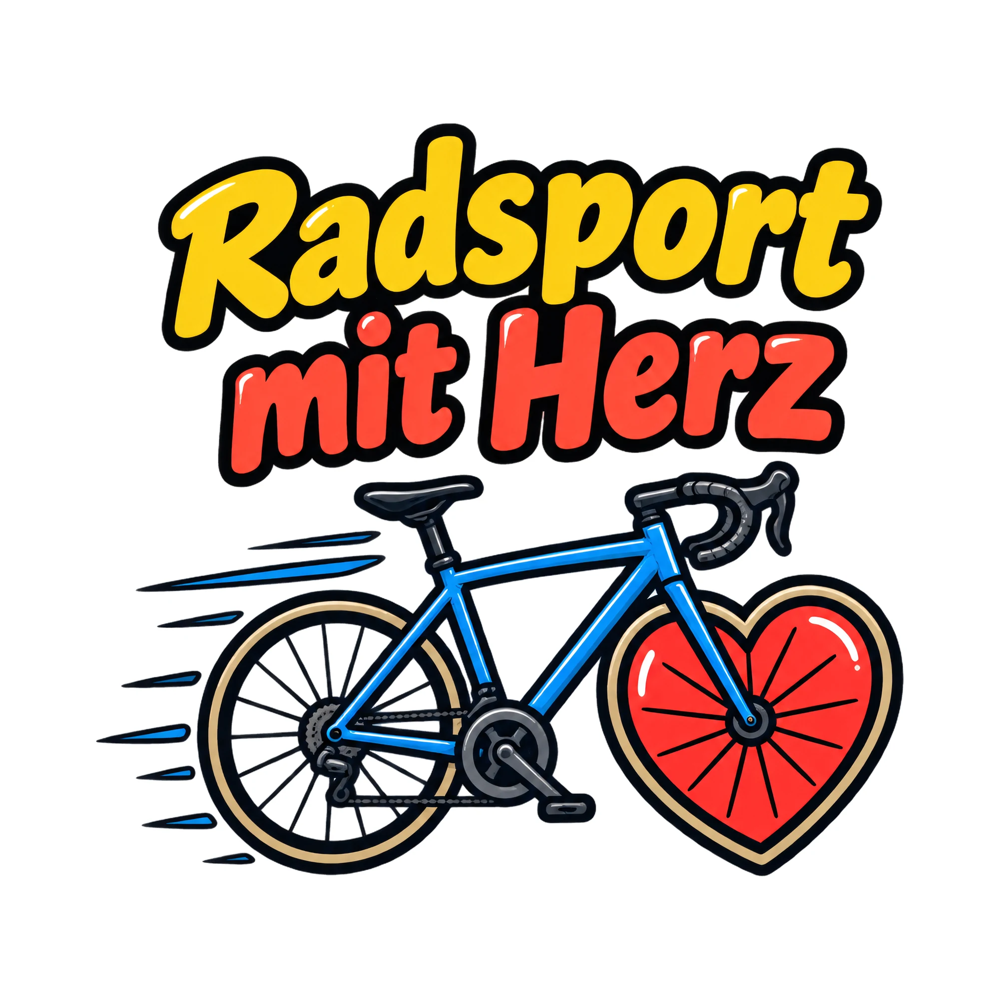 Bügelbild Radsport mit Herz als Grafik auf weißem Hintergrund (BB018470)