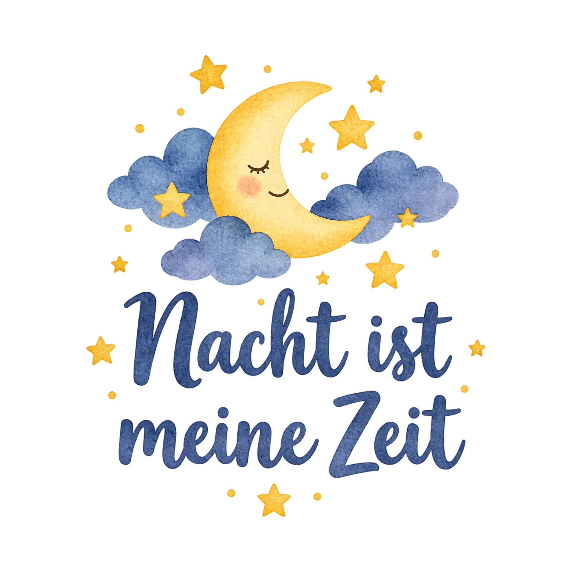 Bügelbild Nacht ist meine Zeit als Grafik auf weißem Hintergrund (BB019866)