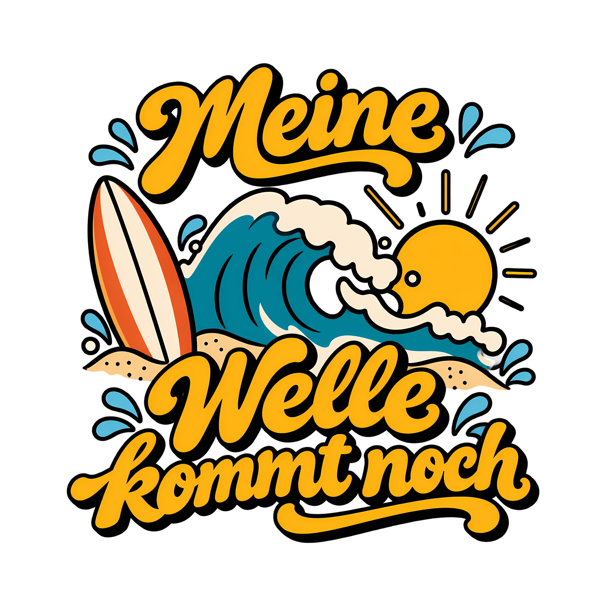 Bügelbild Meine Welle kommt noch als Grafik auf weißem Hintergrund (BB013275)