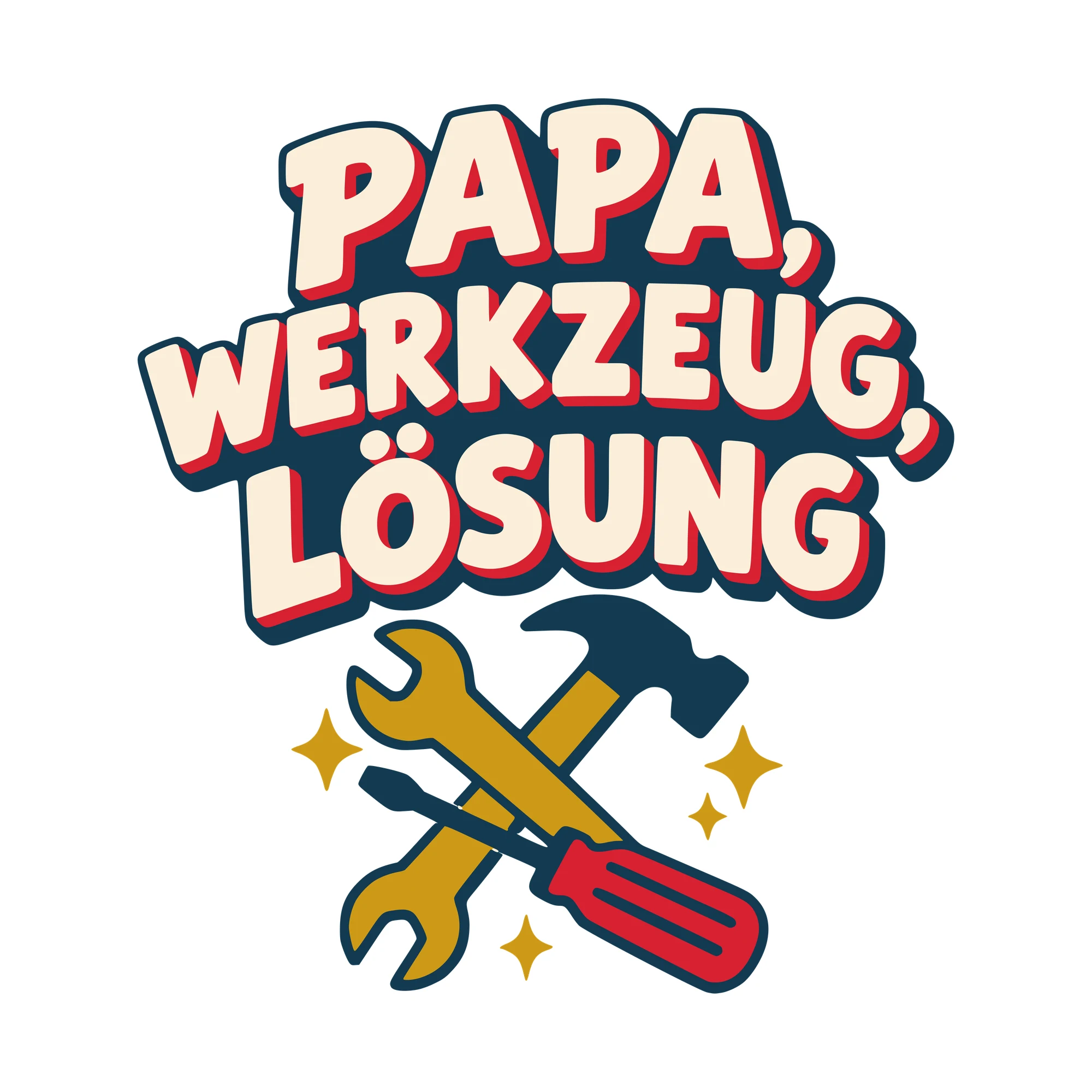 Bügelbild Papa, Werkzeug, Lösung als Grafik auf weißem Hintergrund (BB010625)